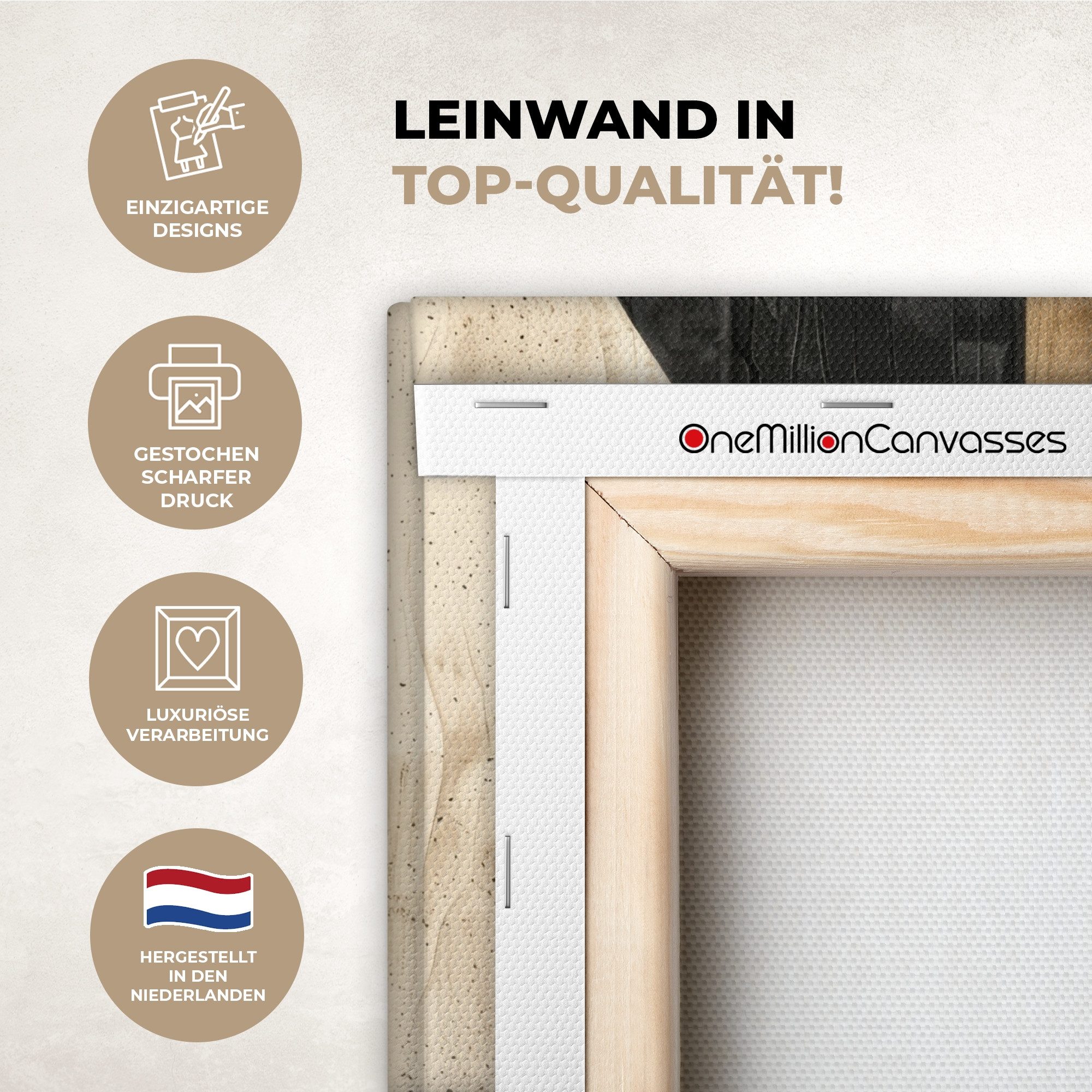 OneMillionCanvasses® Leinwandbild Abstrakt - Kunst - Formen - Modern, Fotodruck (1 St), Wandbild, Deko Schlafzimmer Wohnzimmer Flur 20x20 cm