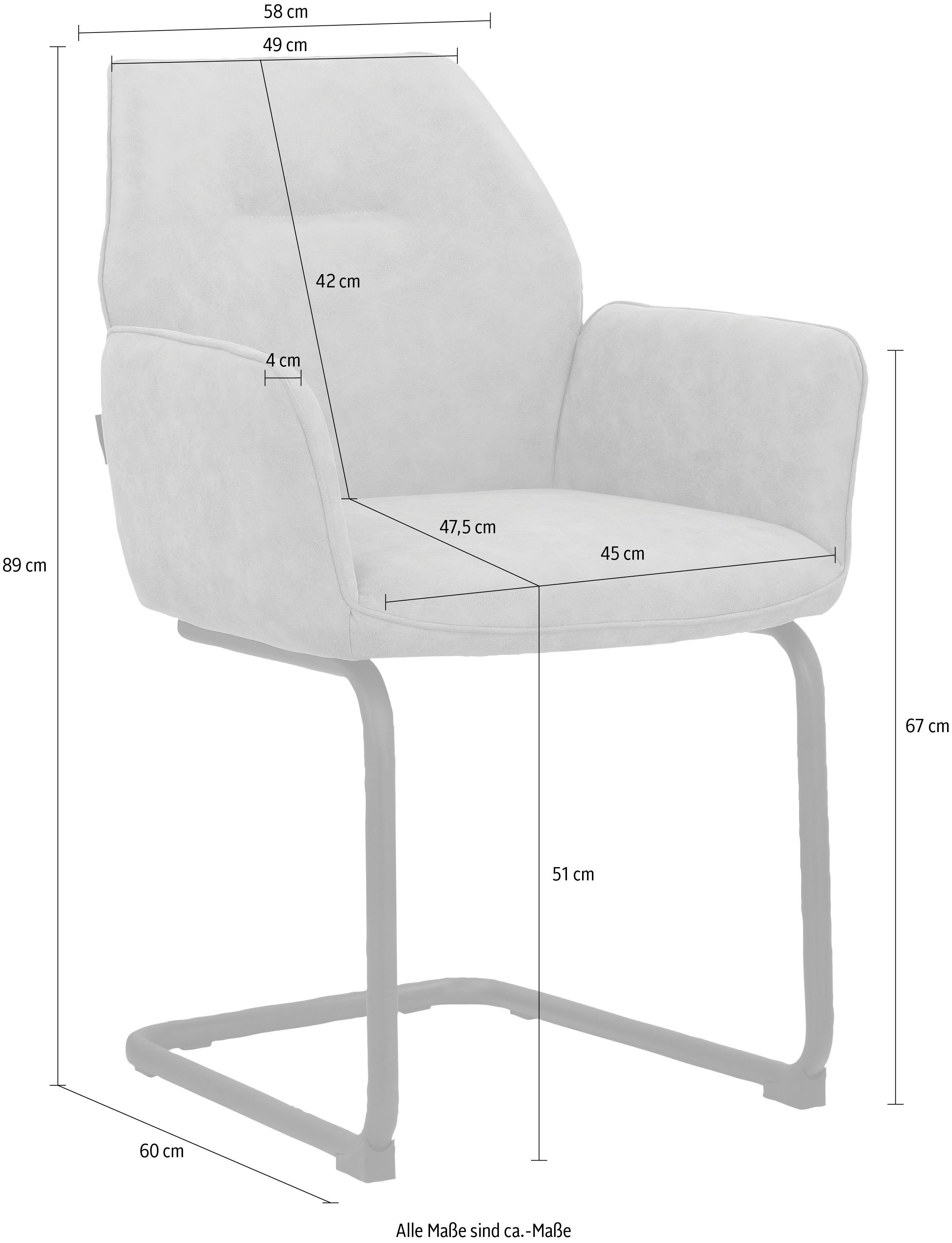 und 51 Metall, Gestell braun/schwarz St), cm Ginevra Sitzhöhe (2 of gepolstert, Armlehnstuhl aus Places Rücken braun Style | Sitz mit