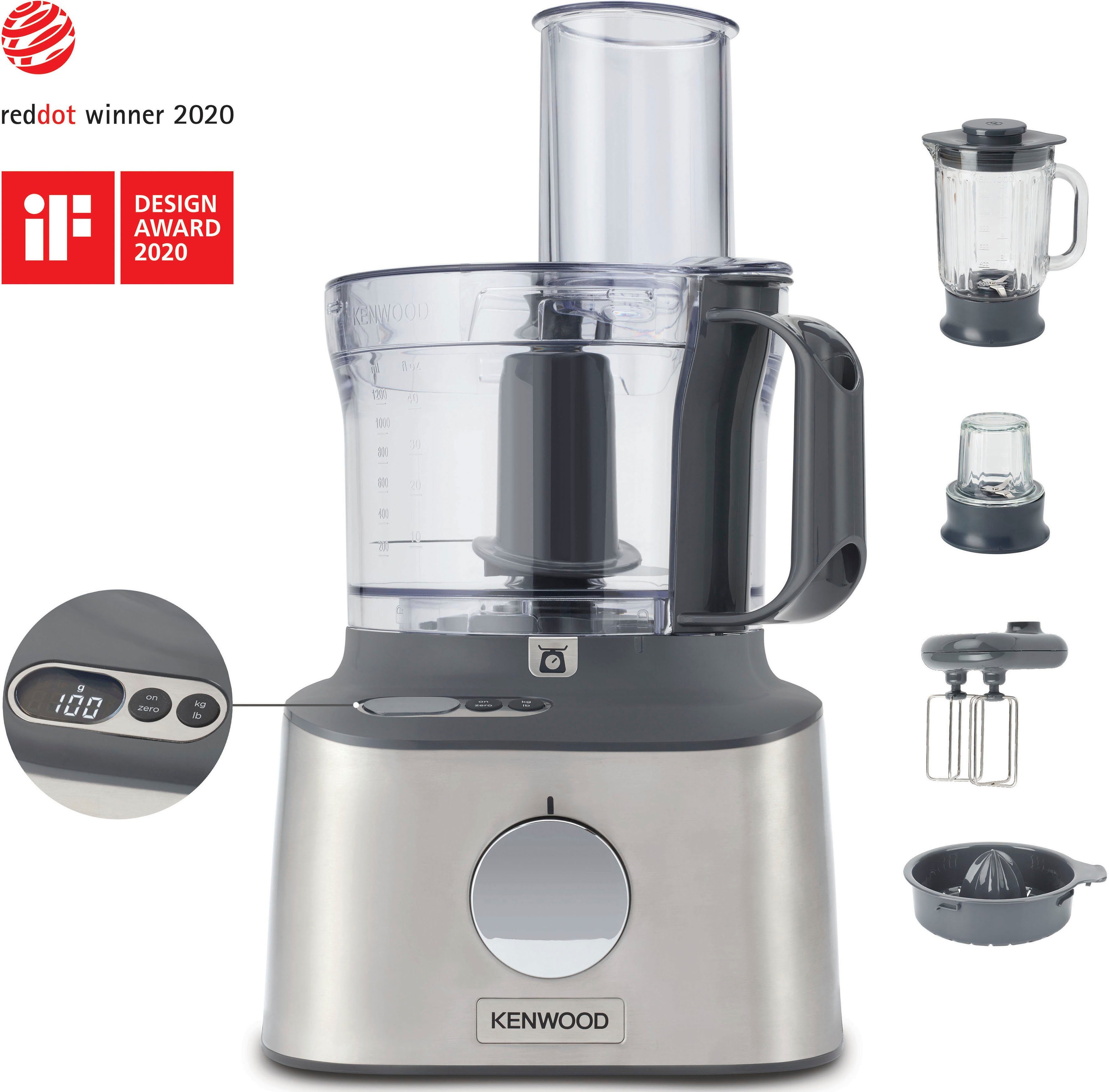 SNDOAS Kompakt Küchenmaschine 1100W, Küchenmaschine Multifunktions,11  Funktionen Food Chopper Prozessor