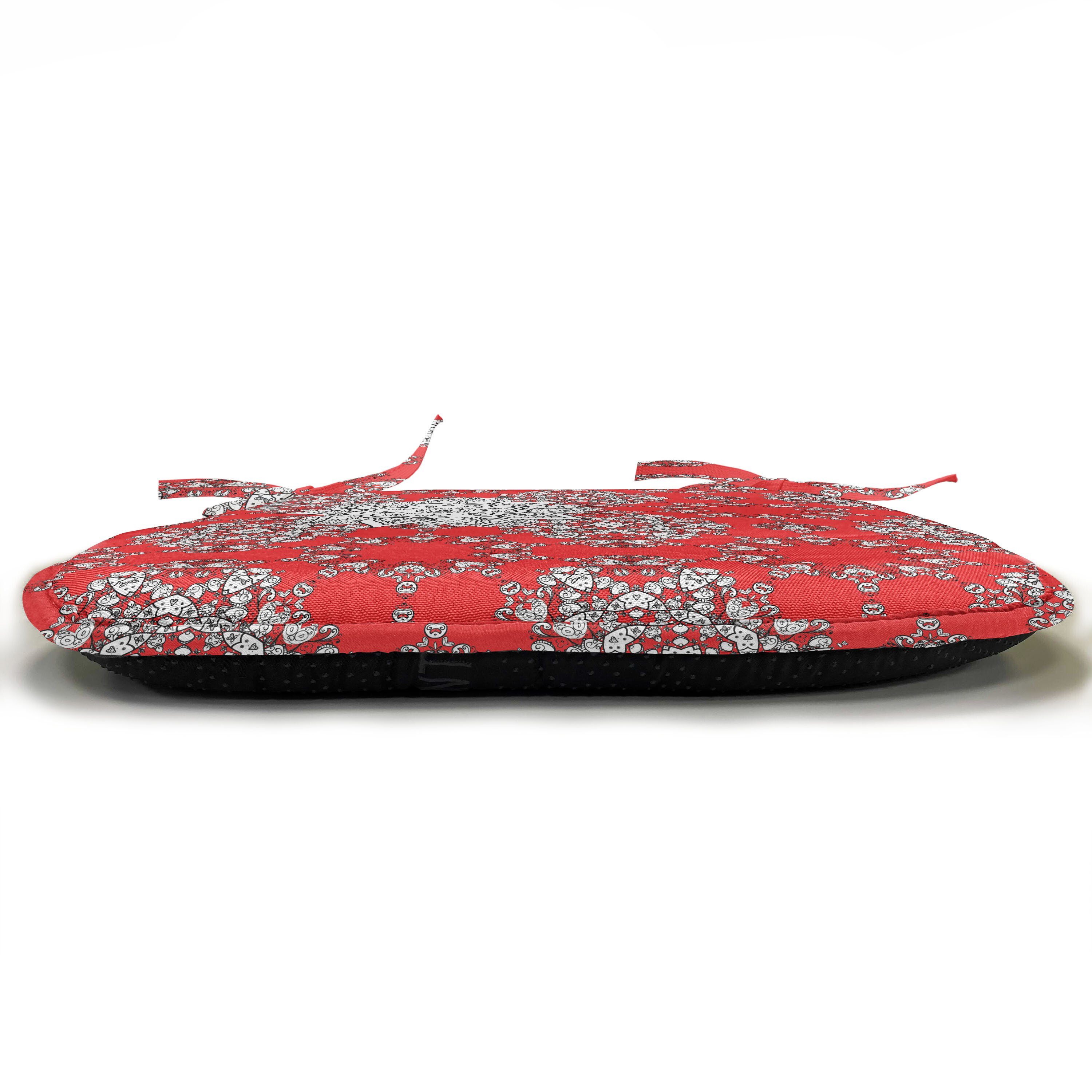 Küchensitze, Riemen Kissen wasserfestes Red Gekritzel Abakuhaus für Stuhlkissen mit Dekoratives Mandala