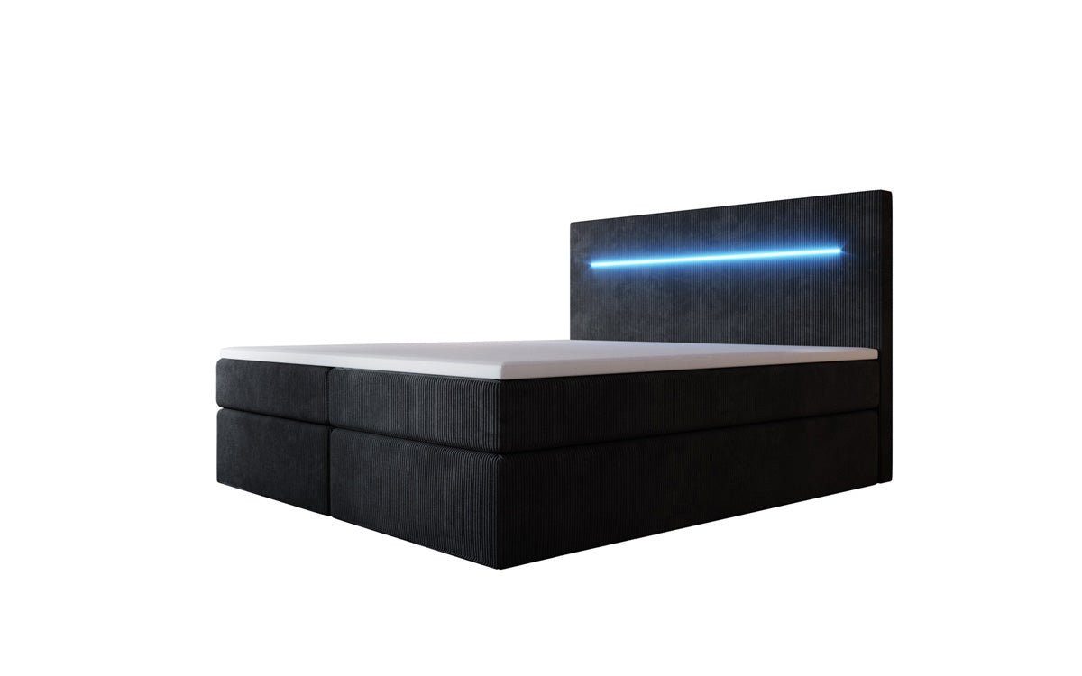 Luxusbetten24 Boxspringbett Sejour, mit LED-Beleuchtung und Stauraum