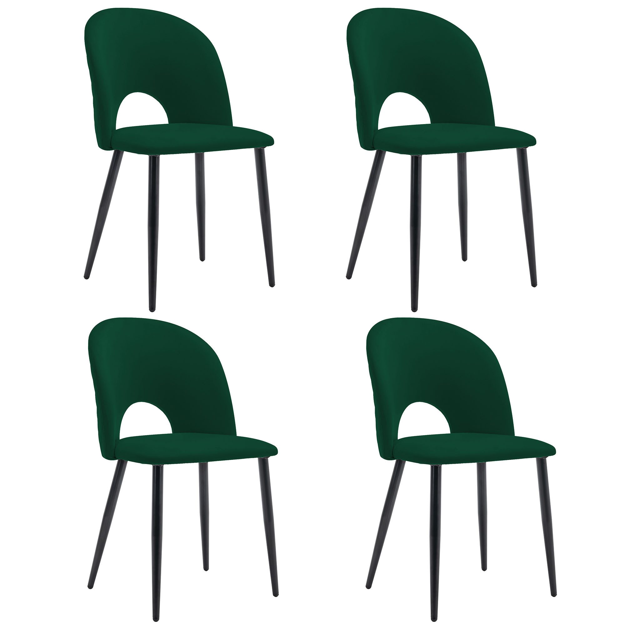 Essgruppe, (117x68 cm Küchentisch mit 4x Polsterstühlen), mit Diamantmuster, Verstellbare Stuhlbeine, Samt Esszimmerstuhl