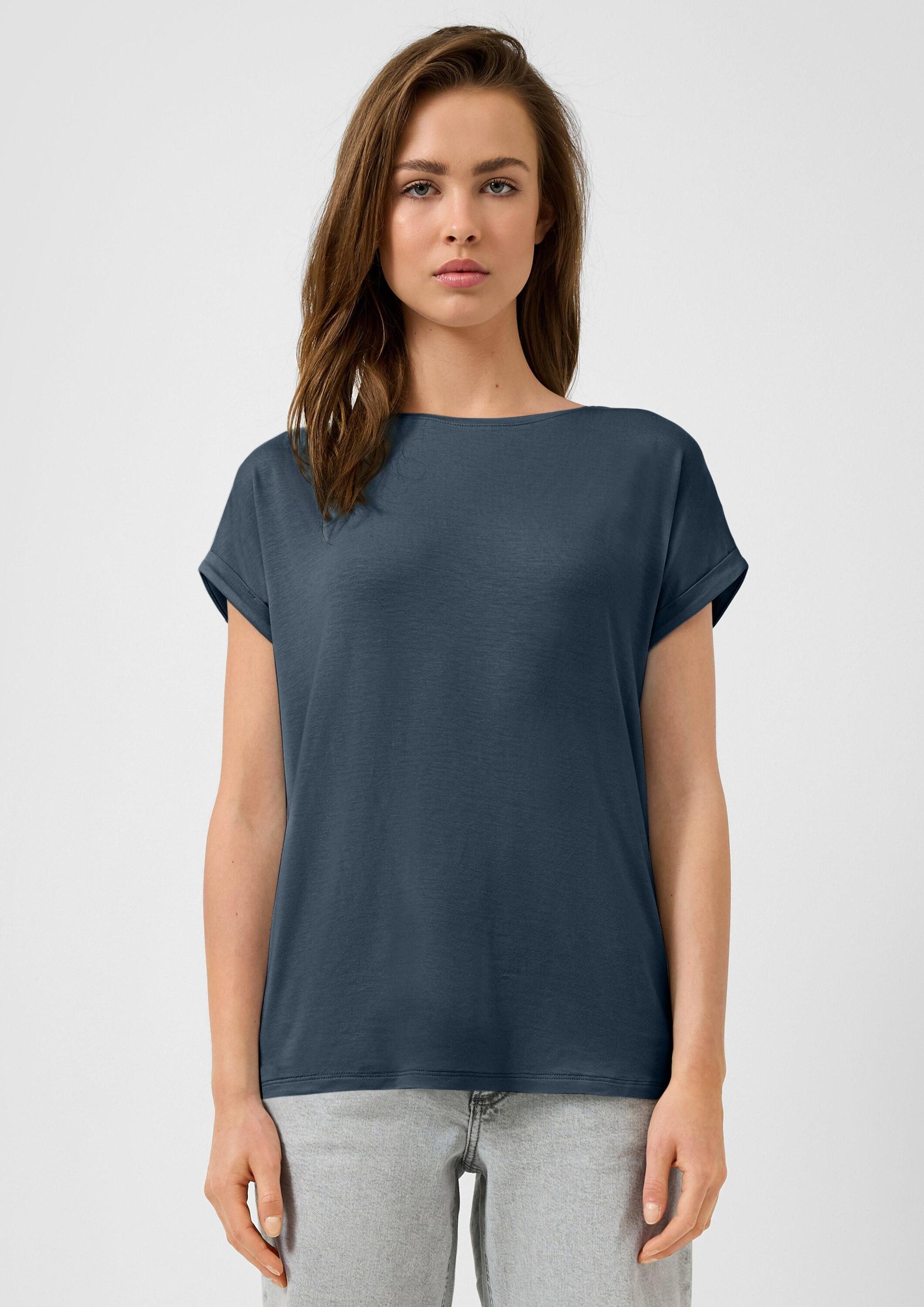 QS Kurzarmshirt T-Shirt T-Shirt aus Lyocellmix