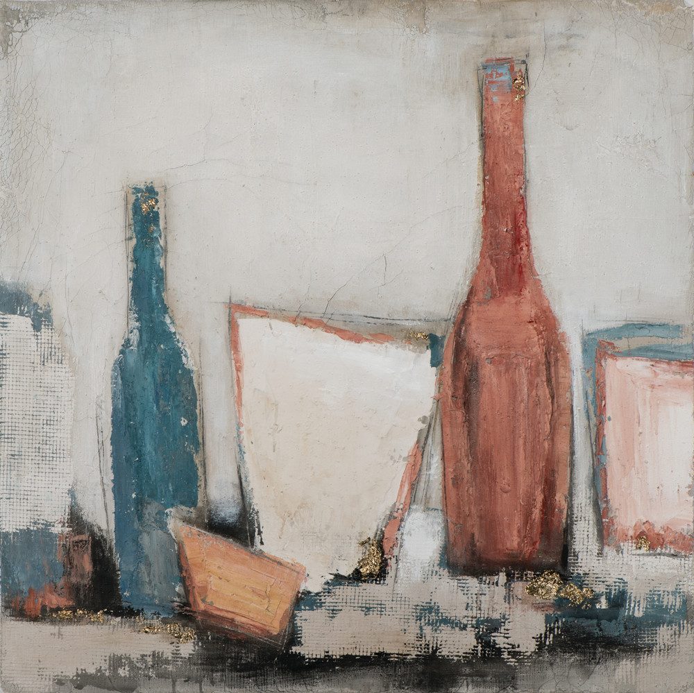 ArtUniverse Gemälde Leinwandbild Stillleben Flaschen 80 x 80 cm, Abstrakt