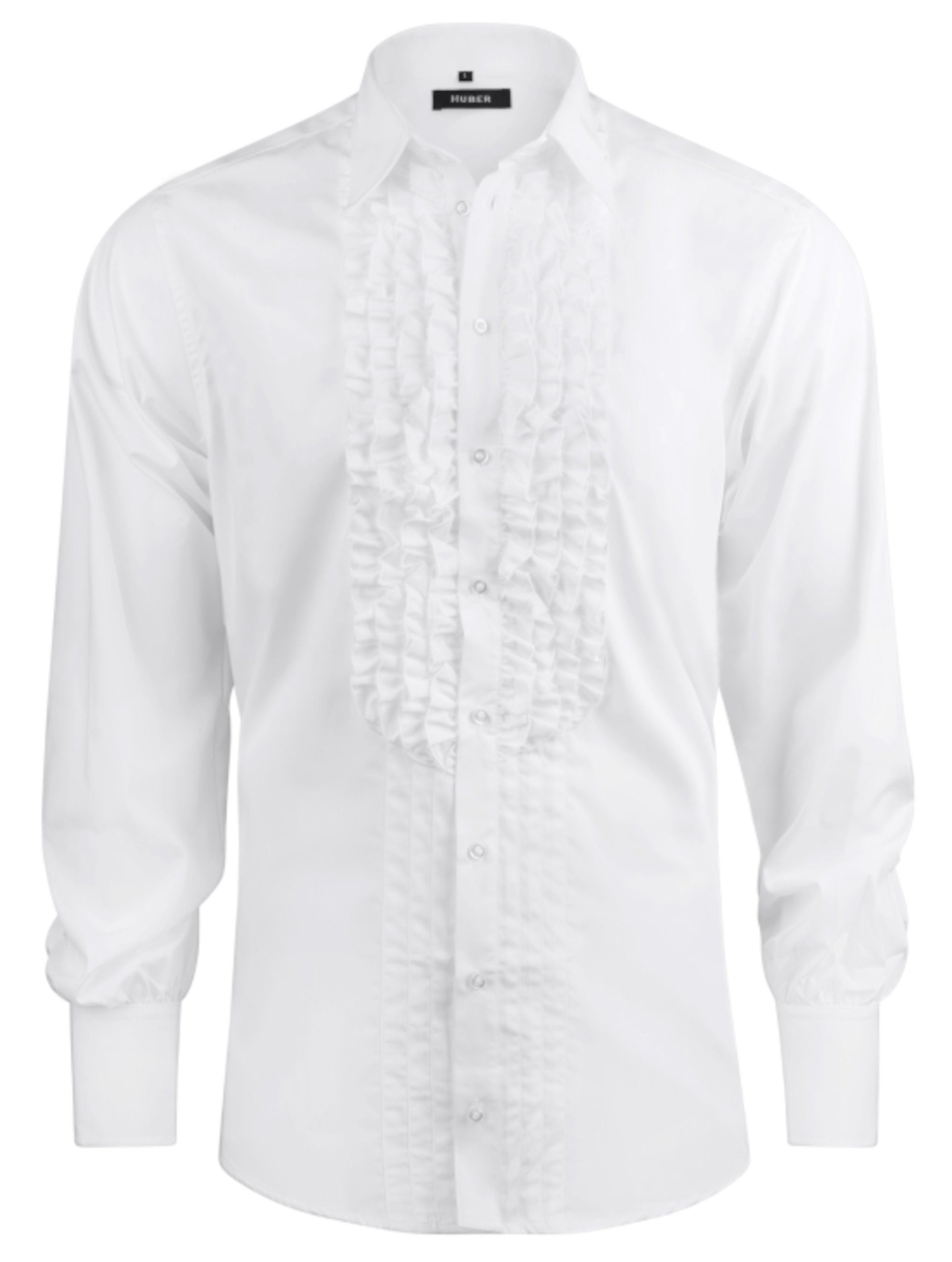 Huber Hemden Langarmhemd HU-0091 Rüschen im Vorderteil, Regular / Comfort Fit-bequeme weite Form