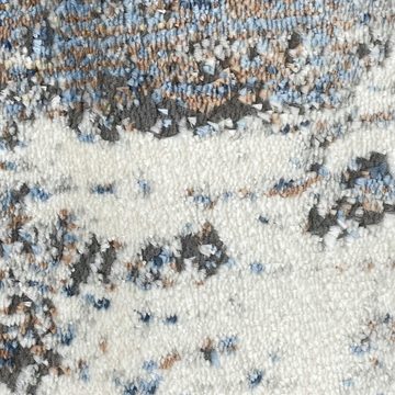Teppich Wohnzimmerteppich – abstraktes Muster – mehrfarbig grau blau, Teppich-Traum, rechteckig, Höhe: 12 mm, Je nach Lichteinfall: leicht hell glänzend / dunkel matt