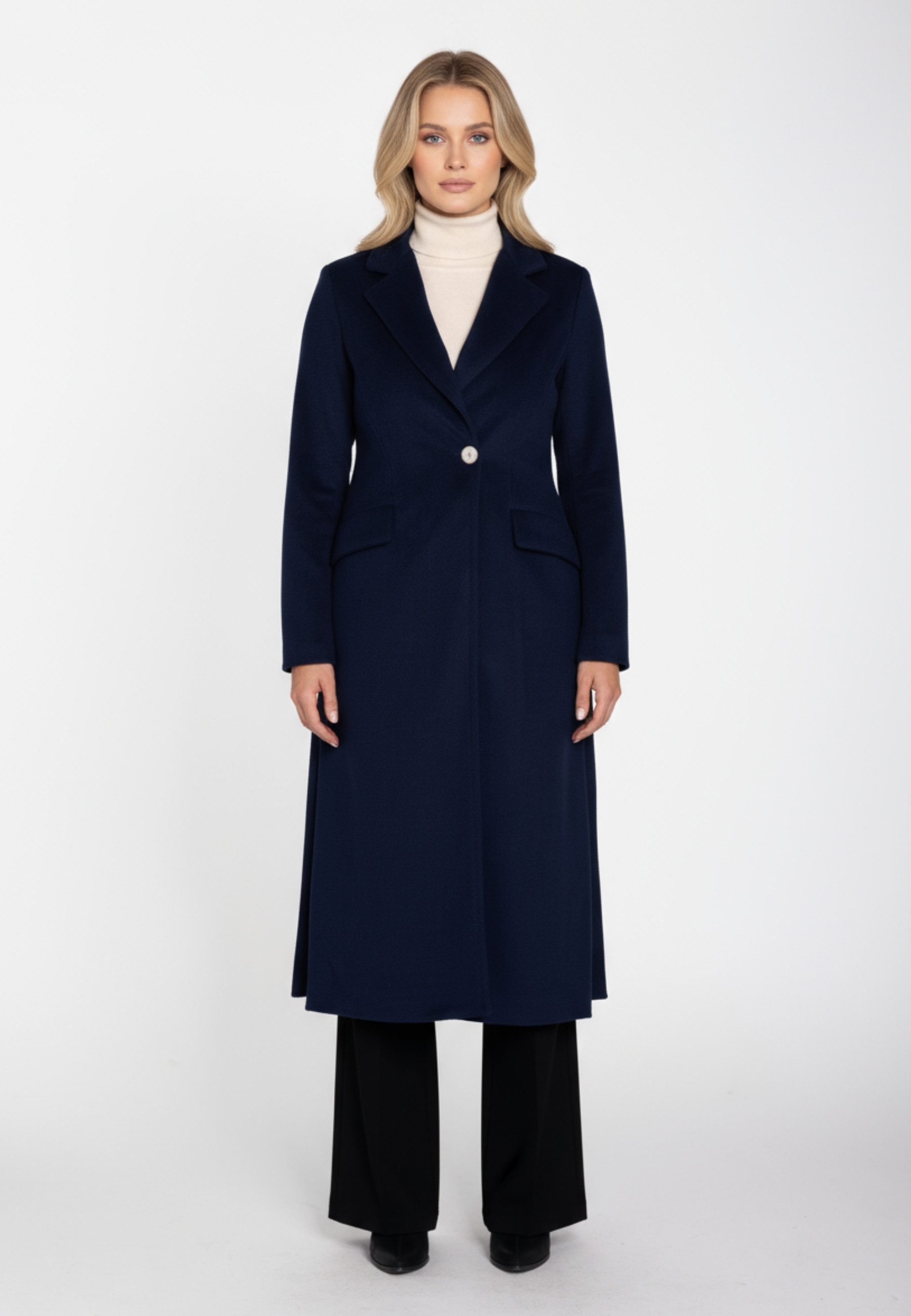 RICANO Langmantel Grazia Damenmantel mit seitlichem Schlitz und zwei Pattentaschen