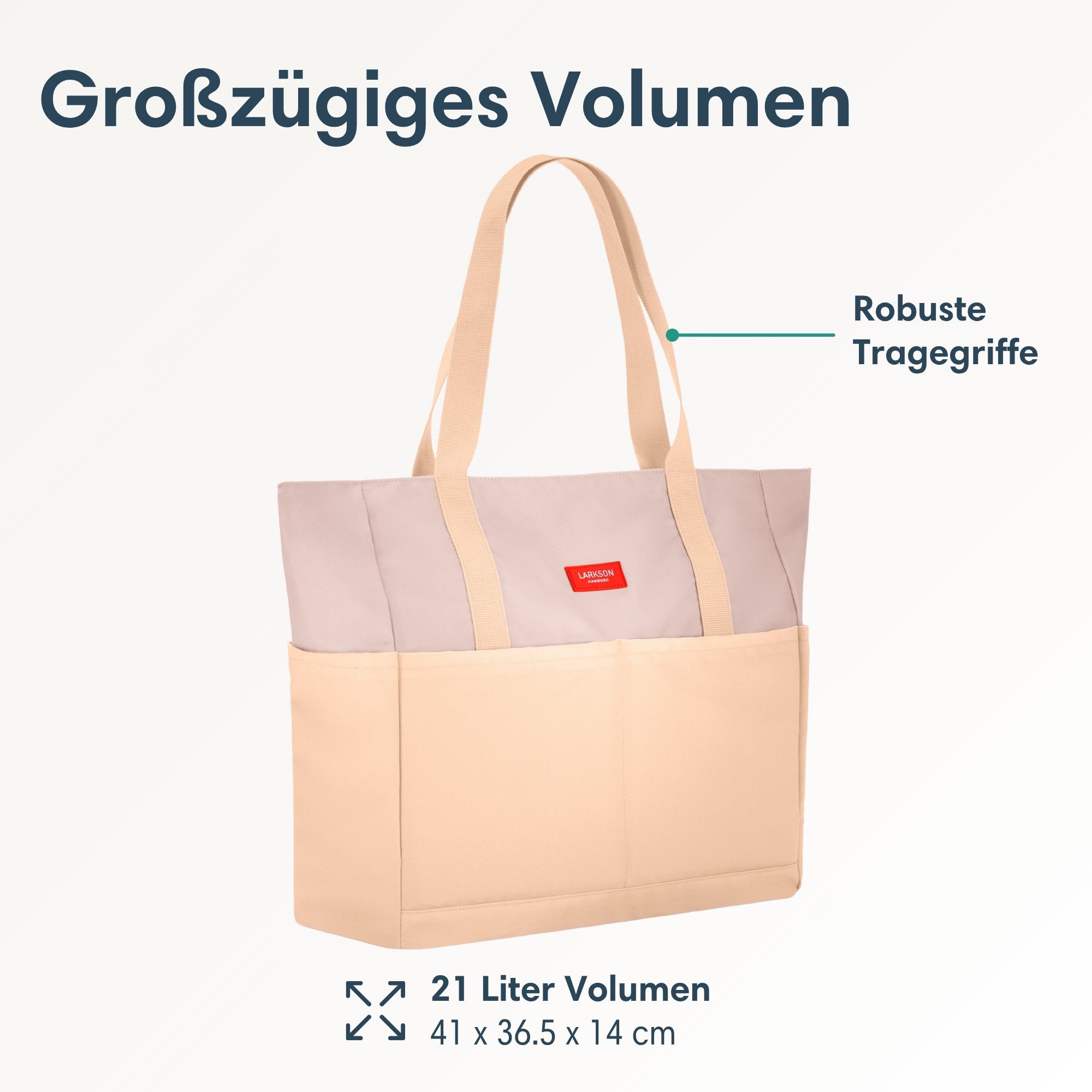 LARKSON Strandtasche Linn Strandtasche mit Reißverschluss (1-tlg), Große Beach Bag für Strand und Urlaub, Wasserabweisend
