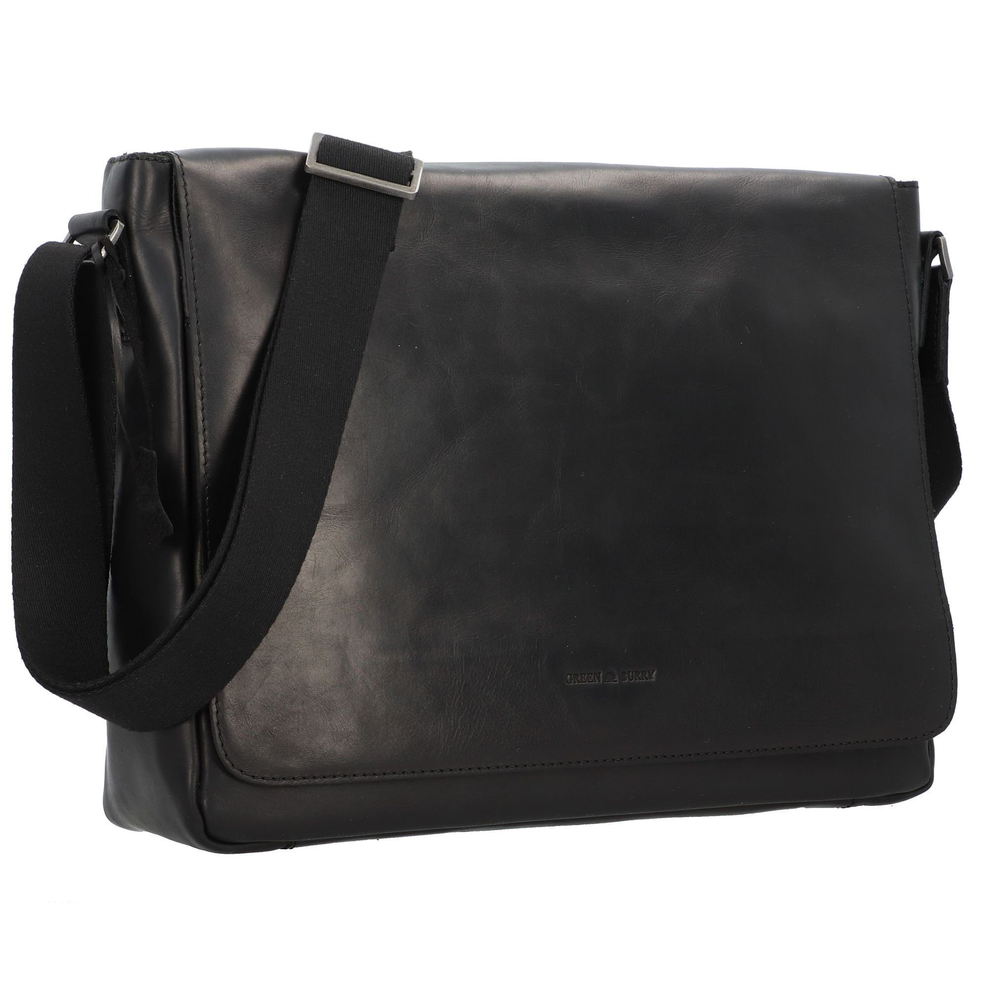 Greenburry Messenger Bag Pure Black, Leder günstig online kaufen