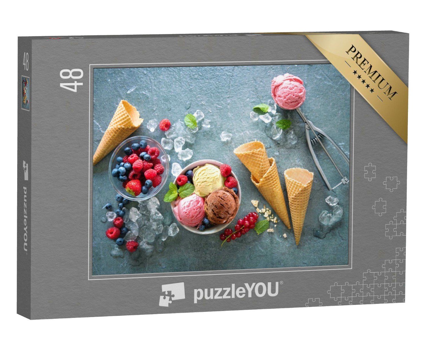 puzzleYOU Puzzle Köstliches Eis und frische Früchte, 48 Puzzleteile, puzzleYOU-Kollektionen Essen und Trinken