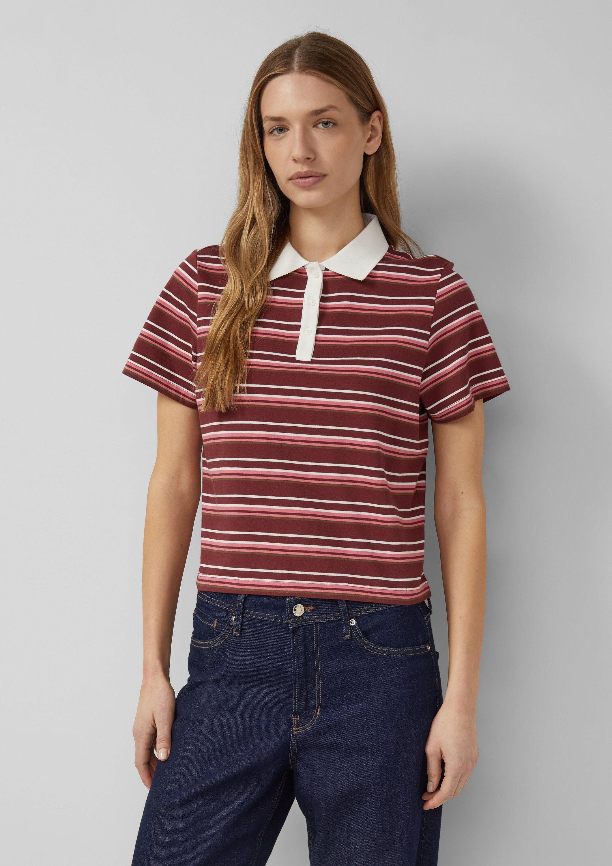 s.Oliver Kurzarmshirt Polo-Shirt Verkürztes Poloshirt im Slim Fit