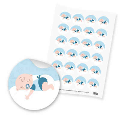 itenga Aufkleber itenga 24x Sticker "Baby auf Wolke" (Motiv 147) hellblau pastell