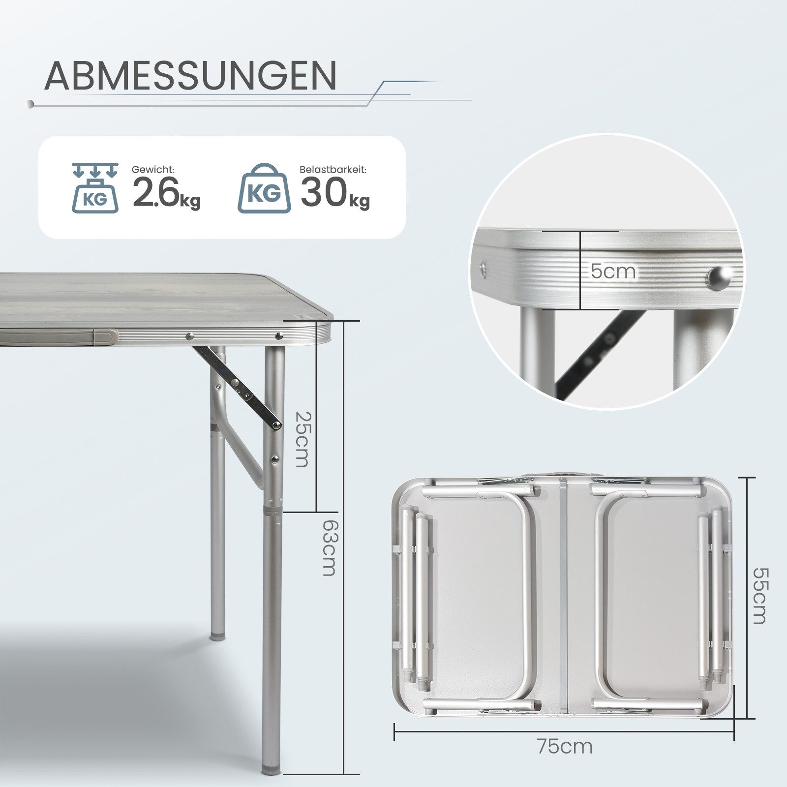 HOMECALL Campingtisch Klapptisch Faltbarer Gartentish Balkontisch (Verstell günstig online kaufen