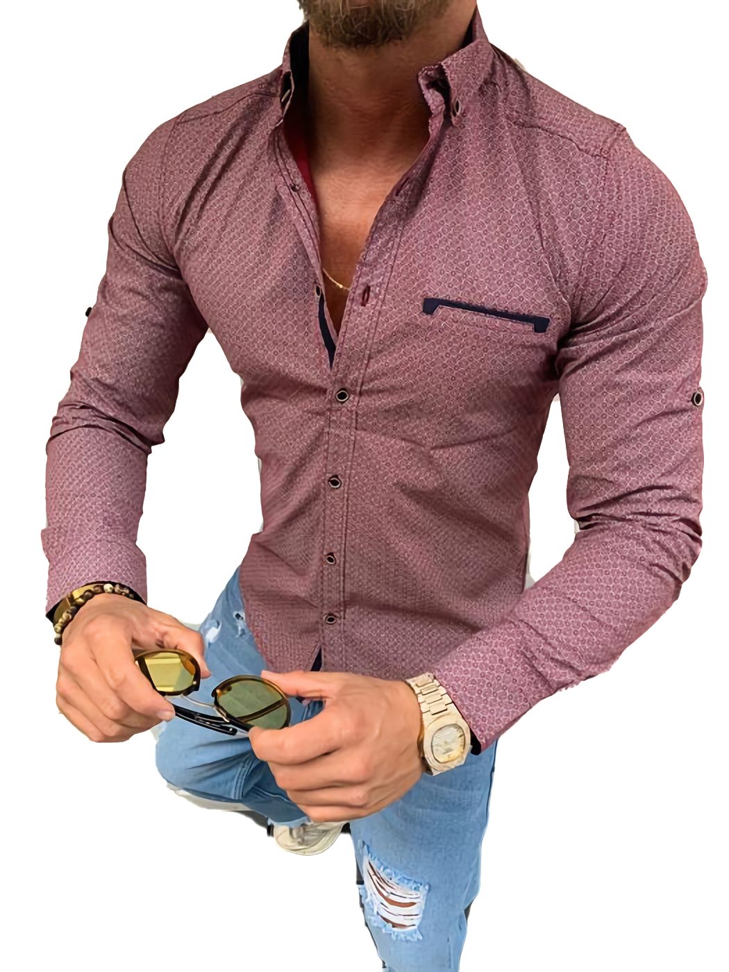 Megaman Jeans Hemd & Shirt H-1500 Herren Hemd Freizeit-Hemd Basic Hemd Business-Hemd