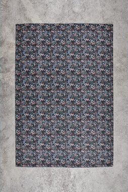 Teppich Selvasca, carla&marge, Webteppich, 170x240cm, mit geometrischem Dschungelprint, Tiere und Pflanzen, Grundfarbe blau, rechteckig, Höhe: 5 mm, geeignet für Schlafzimmer und Wohnzimmer