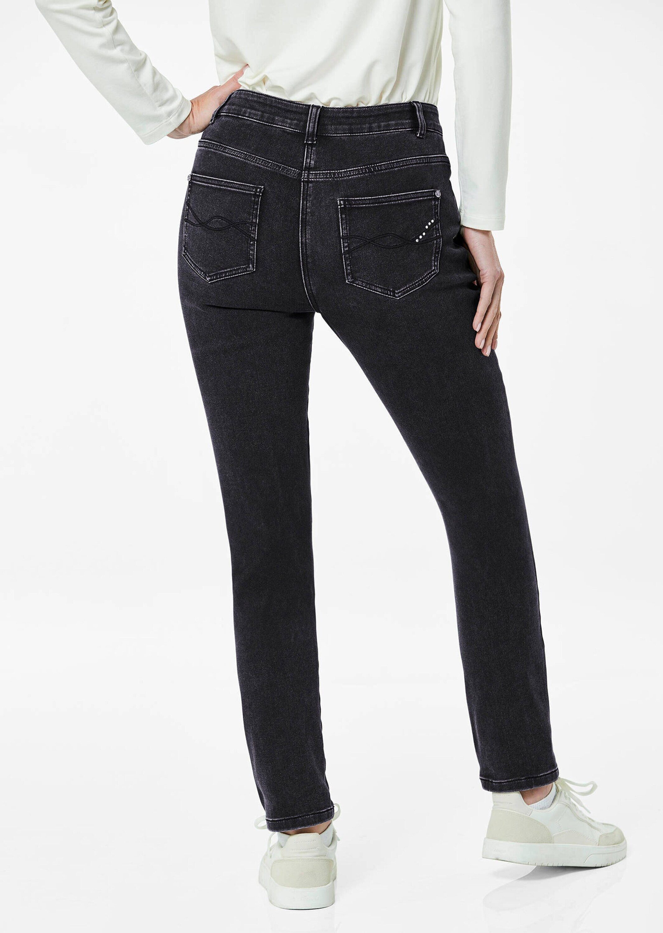 GOLDNER Thermohose Stilvolle Winterhose in 5-Pocket-Form Kälteschutzhose mit Gürtelschlaufen, Nieten, Taschen und Knöchellänge