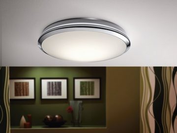 EGLO LED Deckenleuchte Manilva, Leuchtmittel inklusive, Deckenleuchte, Wandlampe, Stahl + Kunststoff, Chrom, weiß, Ø: 38,5 cm