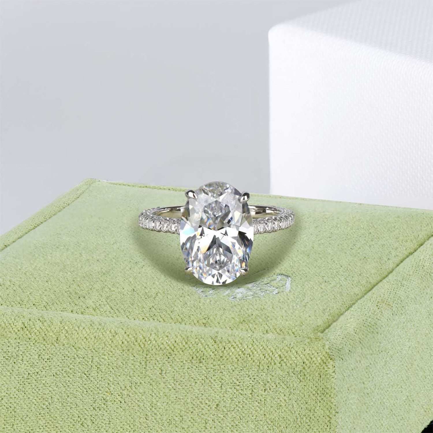 Jumpeak Diamantring Verlobungsring mit 3 Karat ovalem Diamanten aus 14K Gold, Romantisch, hochwertig – edles Schmuckstück für Damen