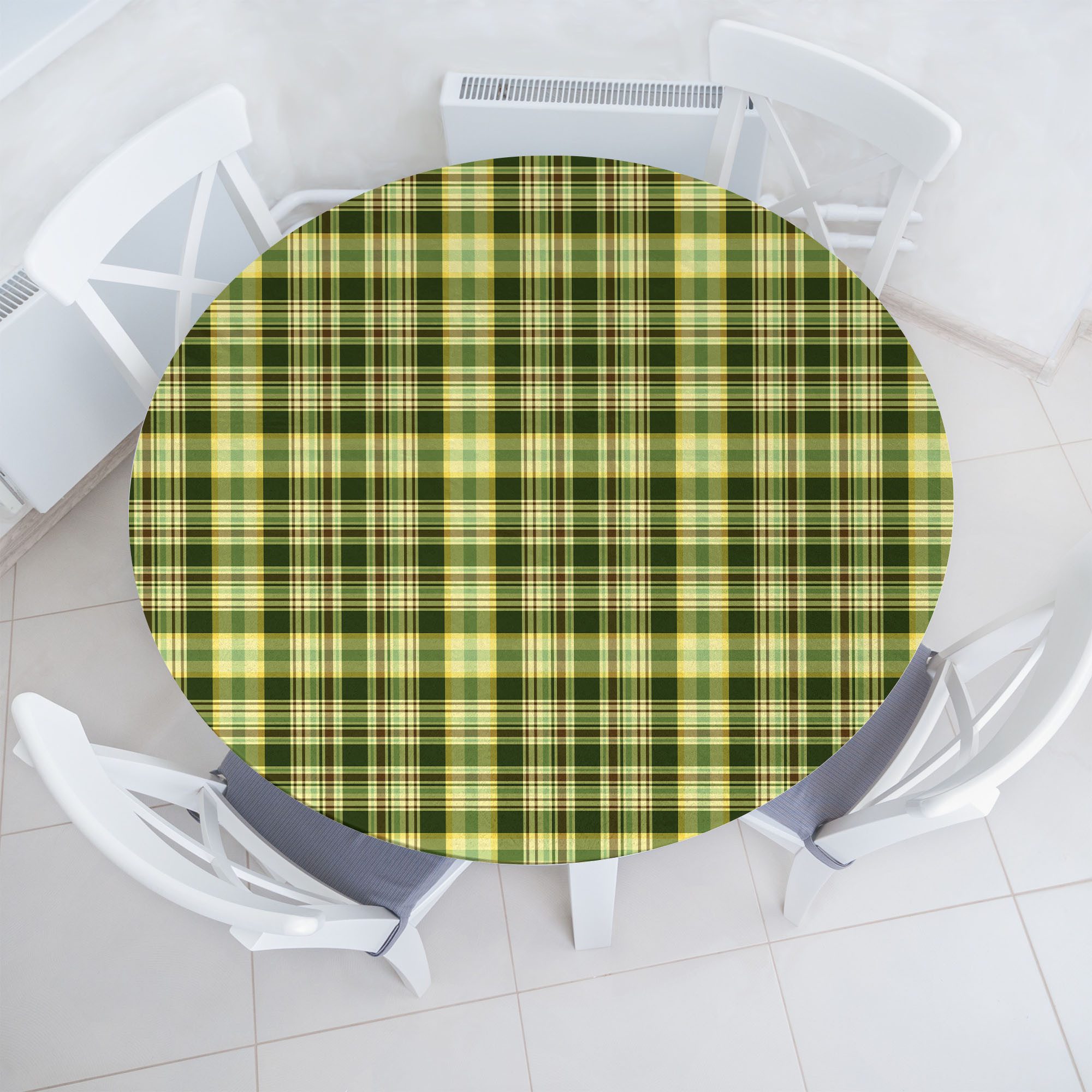 Abakuhaus Tischdecke Rundum-elastische Stofftischdecke, olivgrün Scottish Quilt