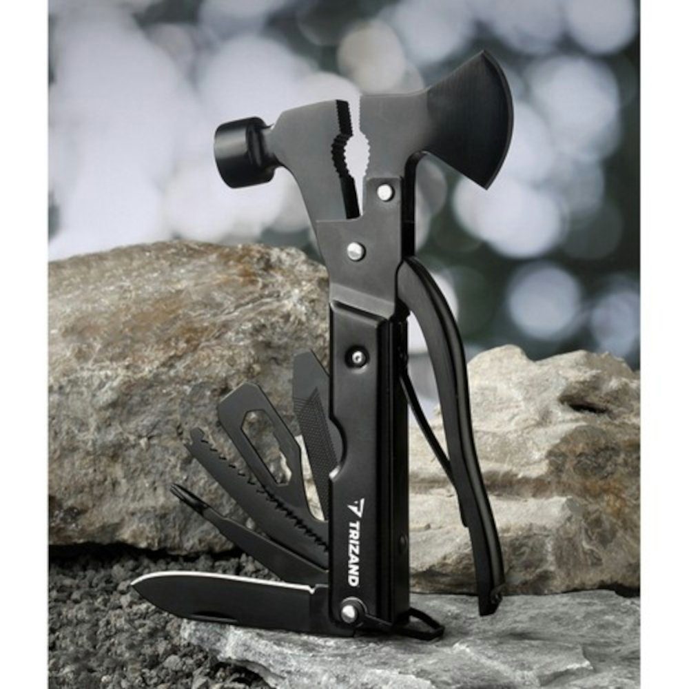 Trizand Survival Knife 17 in 1 Multitool Axt, (Spar-Set, 2 St., multifunktional), Outdoor mit Schutzhülle schwarz