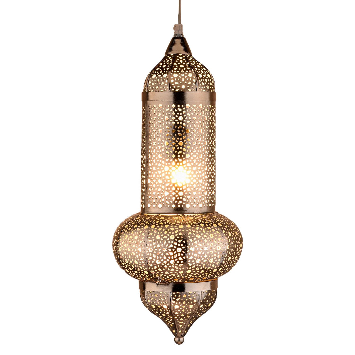 Marrakesch Orient & Mediterran Interior Pendelleuchte Orientalische Pendelleuchte Jamini Silber 51 cm, Handarbeit & Boho, Leuchtmittel nicht im Lieferumfang enthalten, Handarbeit