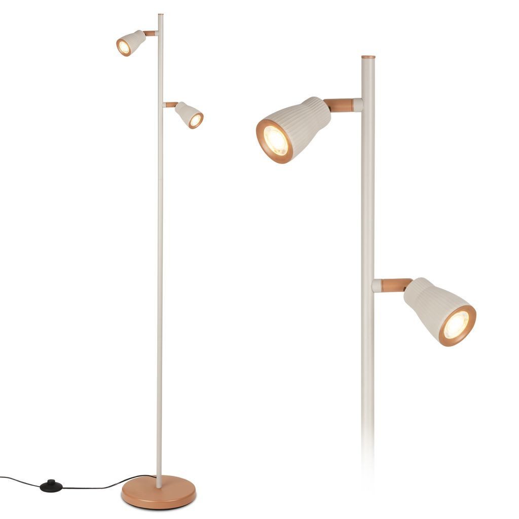 Briloner Leuchten Stehlampe LED Stehleuchte Schwenkbar Kabelschalter 2-flammig, LED fest integriert, 3000K - Warmweiß, 22x141,5 cm, Wohnzimmer, Büro