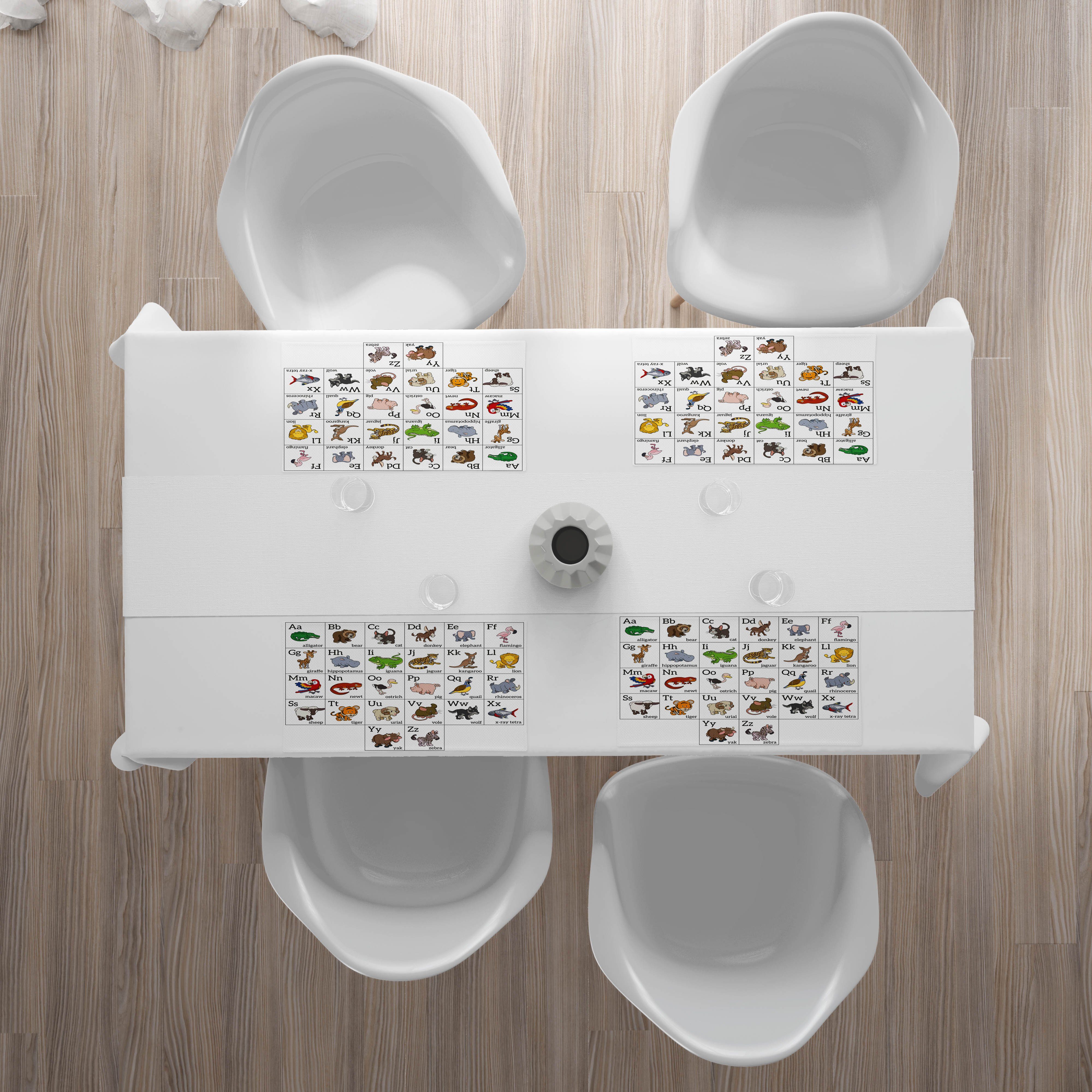 Platzset, Waschbare Stoff Esszimmer Set Abakuhaus, 4 (4-teilig, Lehrreich Küche Alphabet-Diagramm Teilig-St., 4x), Digitaldruck, Tischdekorations aus