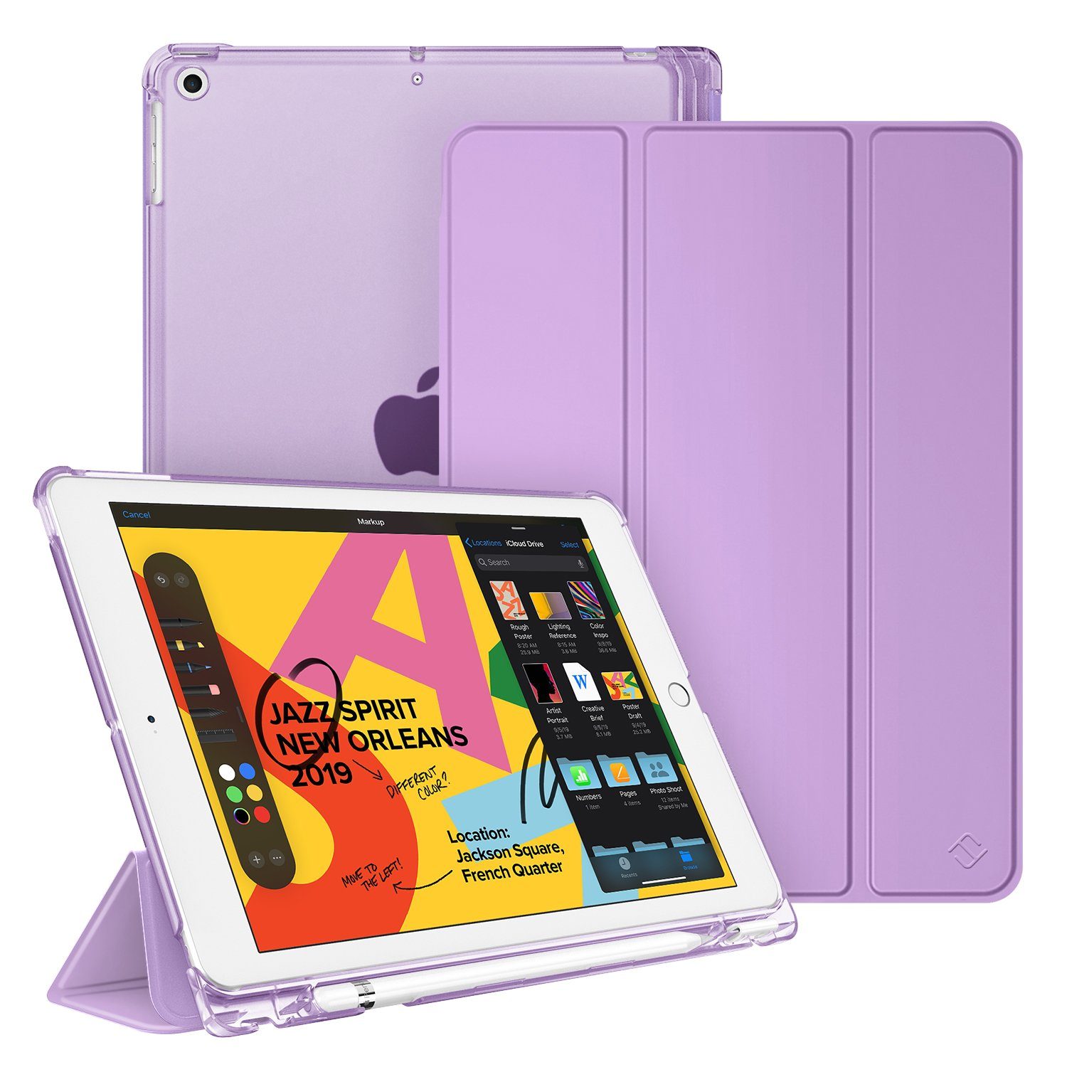 Fintie Tablet-Hülle Hülle für iPad 9. Generation 2021 / 8. Gen 2020 / 7. Gen 2019 10.2 Zoll mit Stifthalter, ultradünne leichte Schutzhülle mit transparenter Rückseite und Auto Schlaf/Wach Funktion