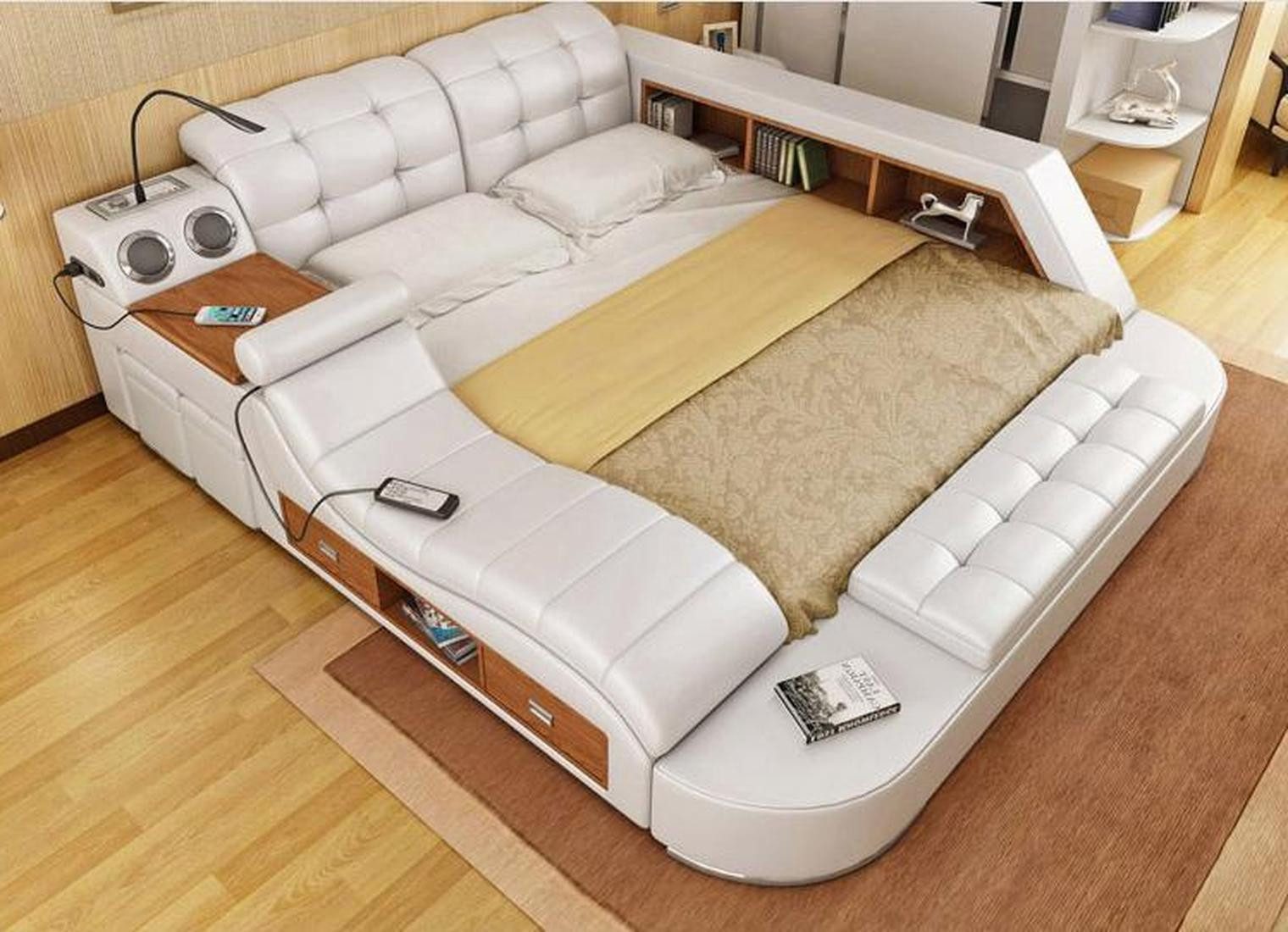 Xlmoebel Multimediabett Luxuriöses Doppelbett aus Leder mit USB-Anschlüssen günstig online kaufen