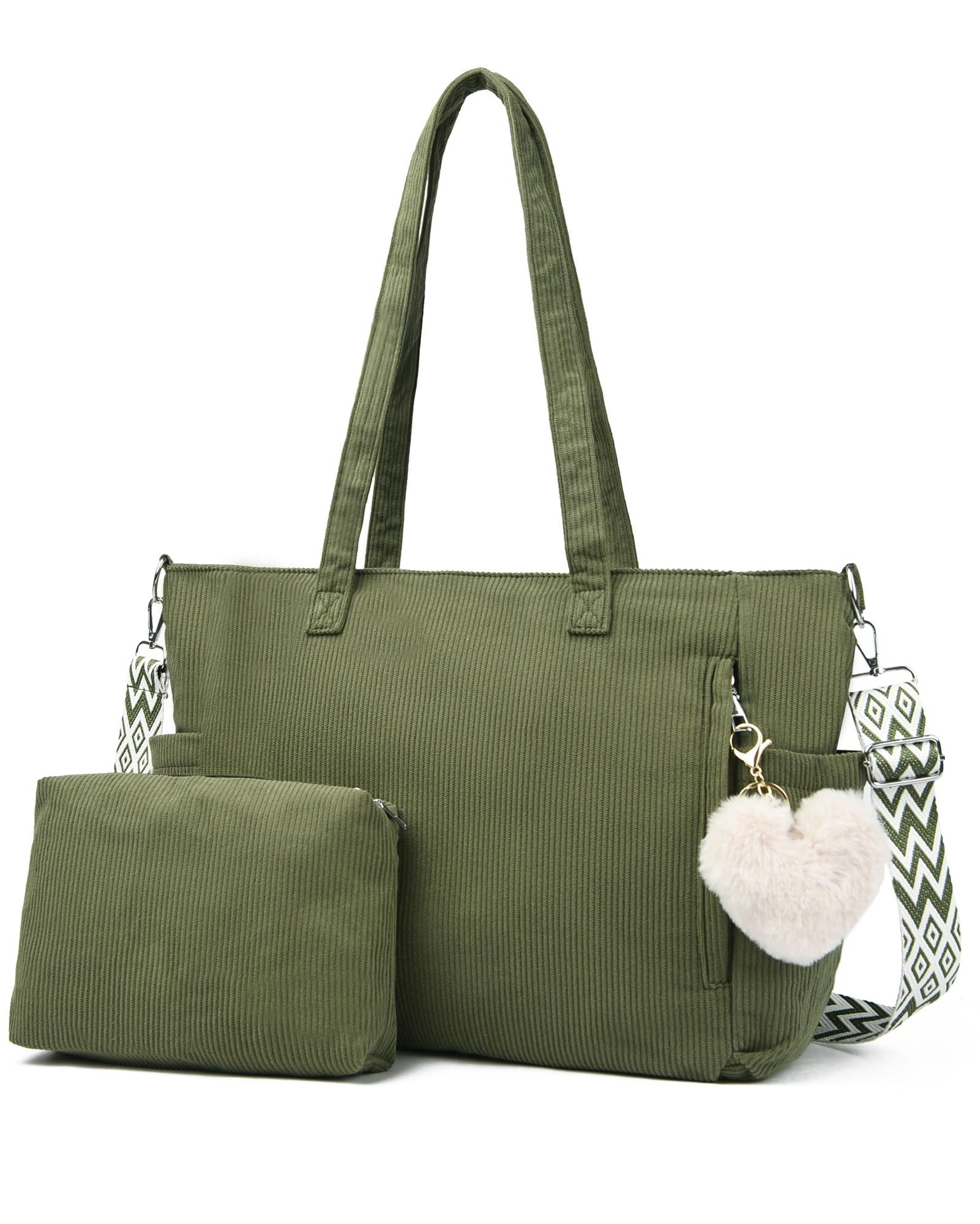Cachito Schultertasche Damen Umhängetasche Groß Shopper Handtasche Cord Tote Bag Reisetasche, für Arbeit Büro Reisen Einkaufen Schule Strand
