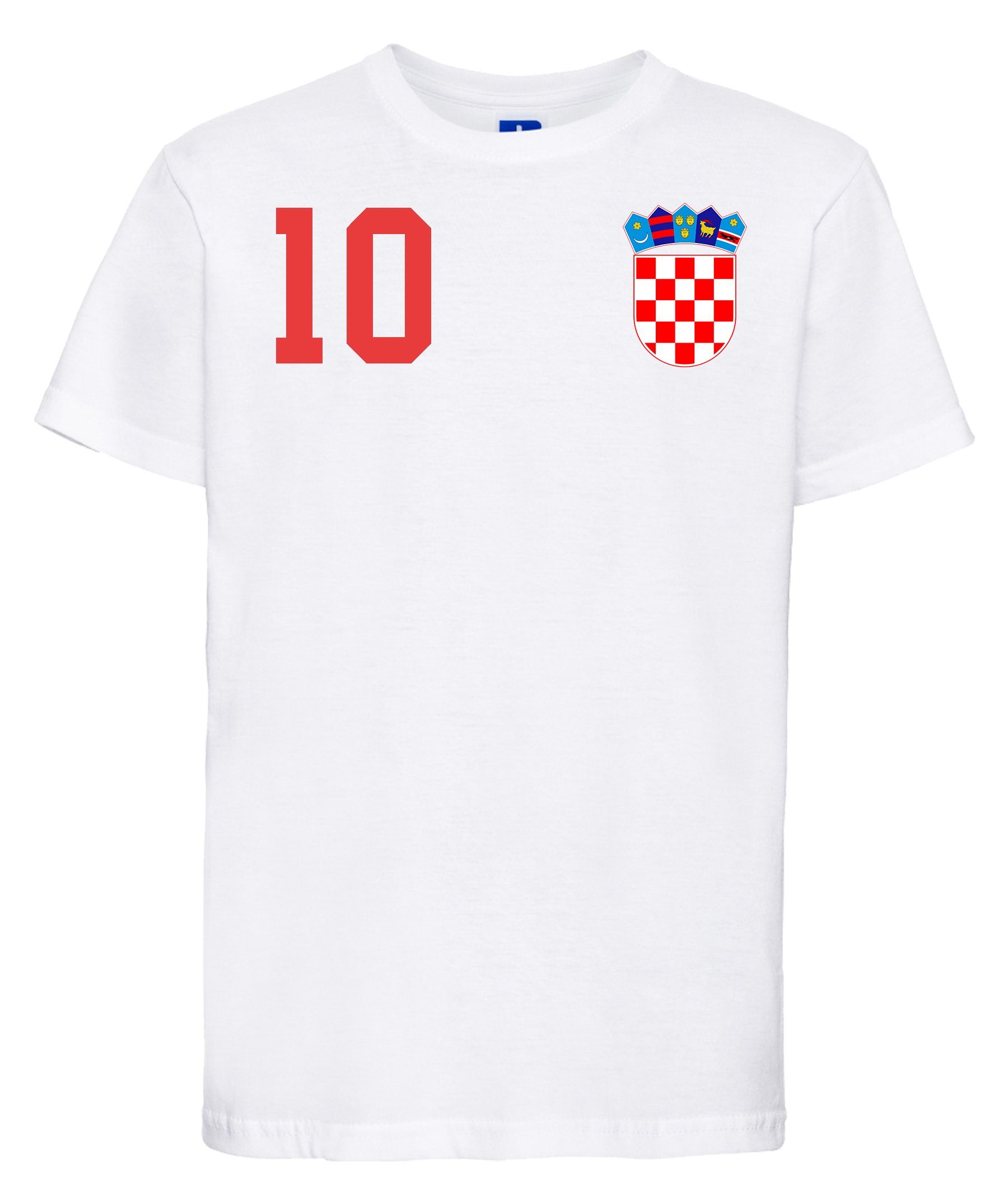 T-Shirt im Fußball Trikot Youth Weiß Designz mit Motiv trendigem Kroatien Kinder T-Shirt Look