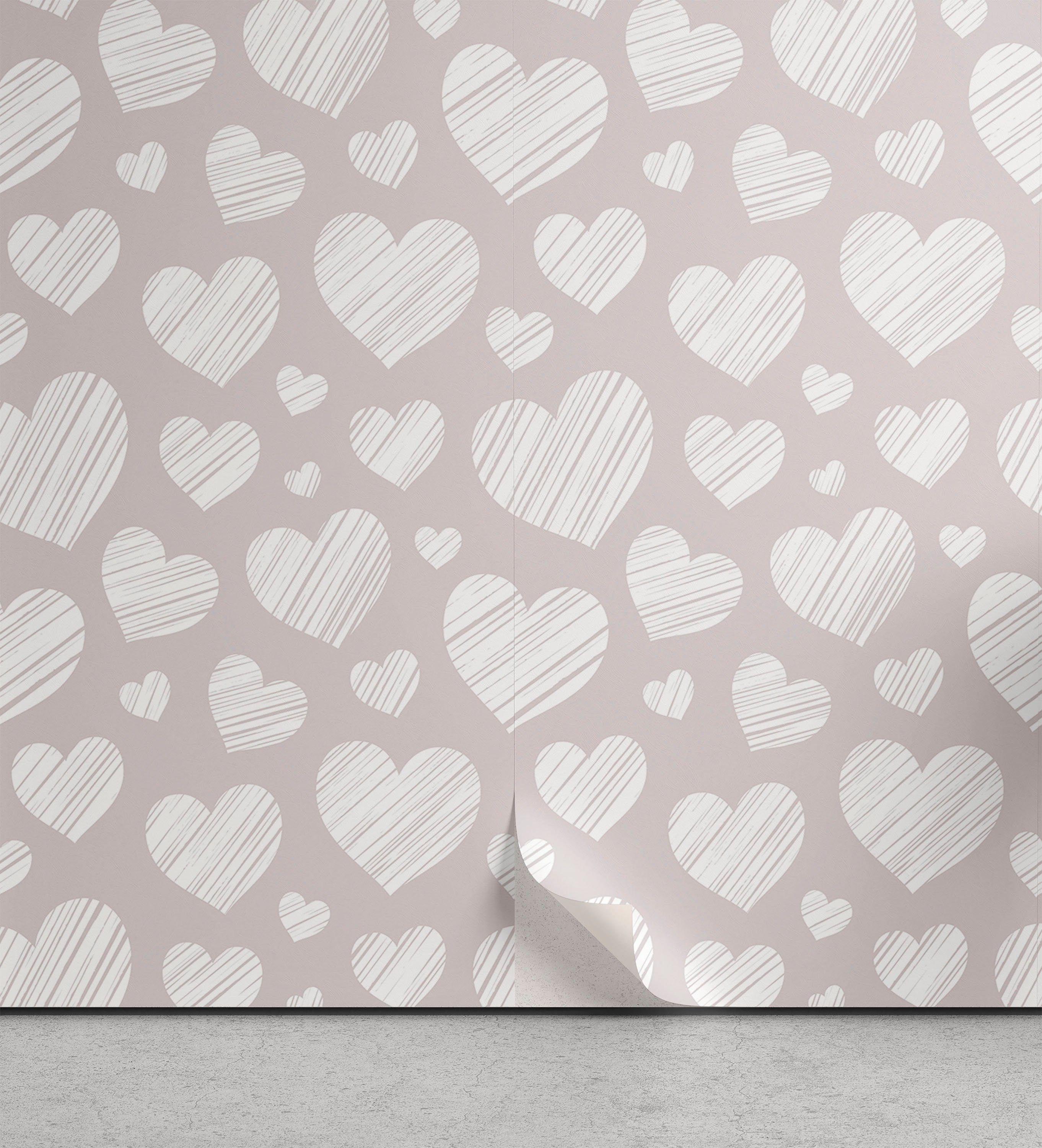 Abakuhaus Vinyltapete selbstklebendes Wohnzimmer Küchenakzent, Neutral Pastellfarbene Herzen Kunst