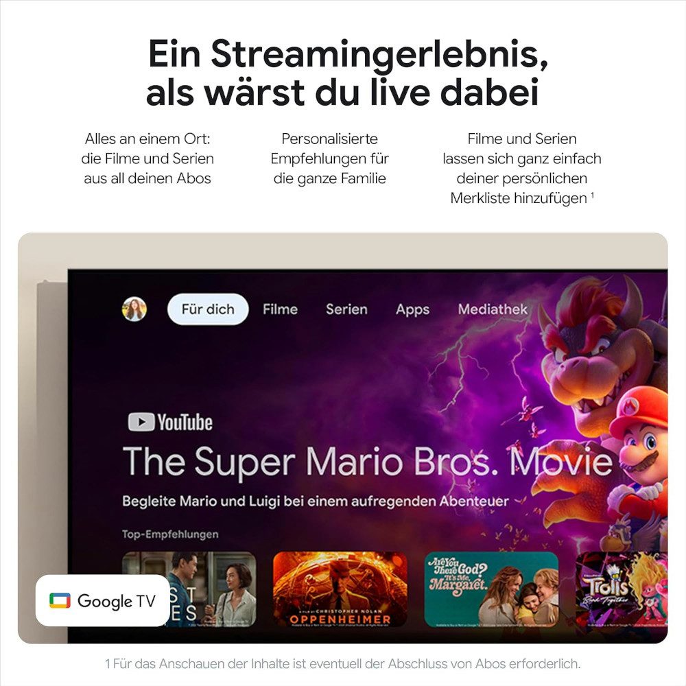 Google Google TV Streamer 4K (32 GB) – Porcelain Tablet (Google TV 4K HDR mit Dolby Vision, Matter & Sprachsteuerung)