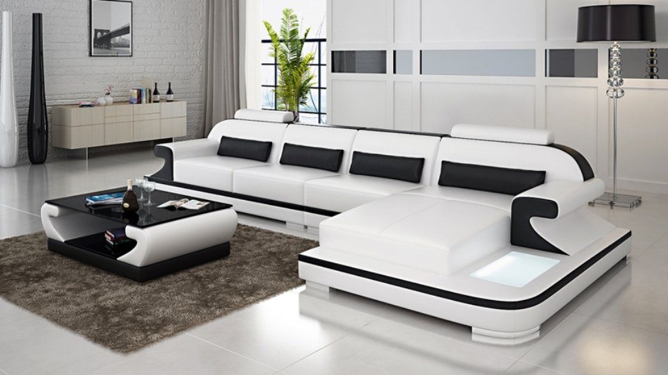 JVmoebel Ecksofa, Ledersofa Couch Modern Wohnlandschaft Sofa Design Eck Ecksofa