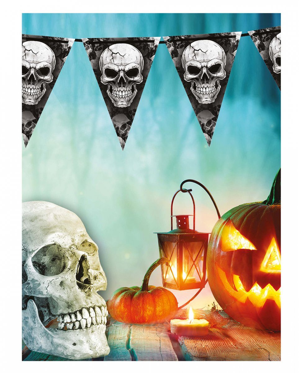 Scary Horror-Shop Girlande Halloween für Totenkopf Wimpel Hängedekoration 300c