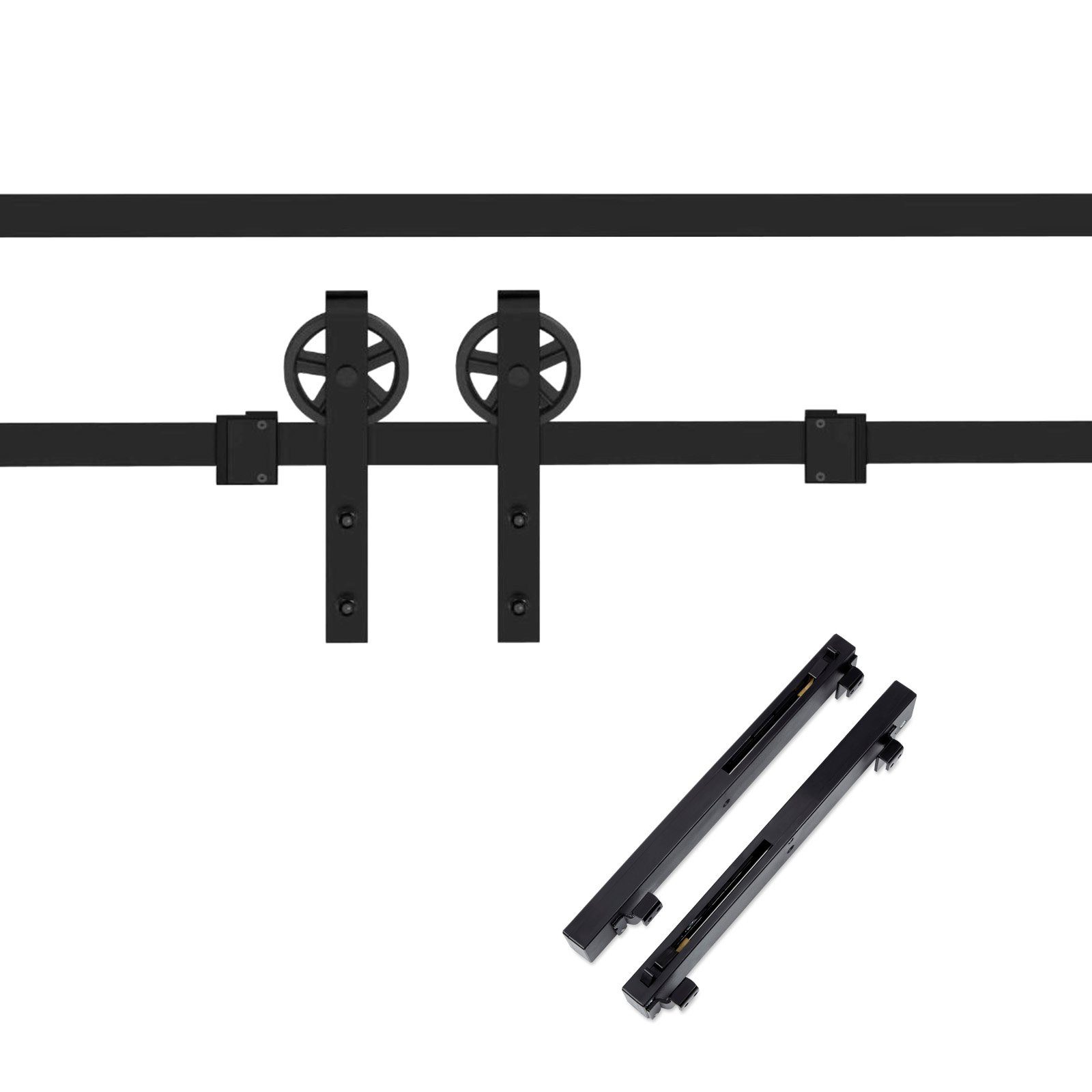 SO-TECH® Schiebetür Schiebetürbeschlag CHAMBER mit Soft-Close schwarz aus Stahl, belastbar bis 100 kg, Komplettset