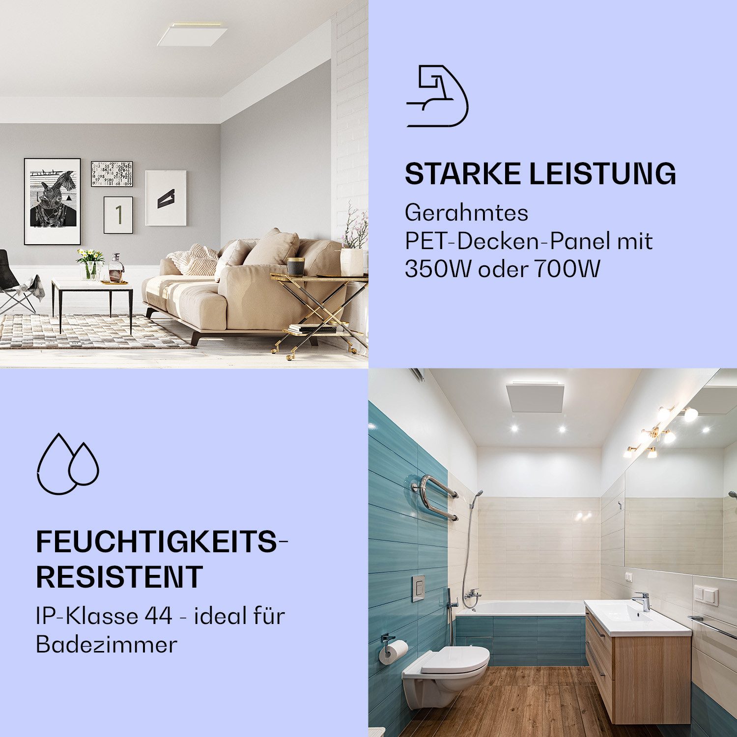 Klarstein Heizkörper Wondersky, elektrischer Infrarot Heizung mit Thermostat Wärmestrahlung