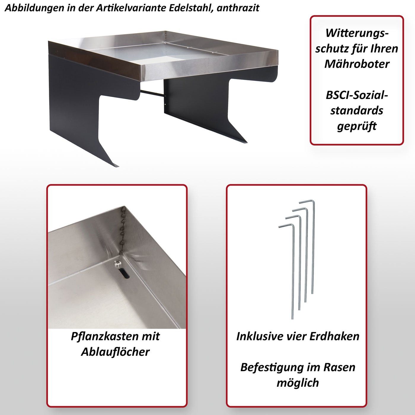 MCW Mähroboter-Garage MCW-G60-XL, BxTxH: 70x100x47 cm, Inklusive vier Erdhaken