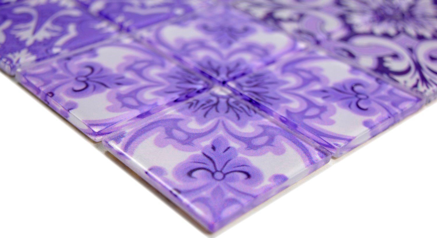 / glänzend Glasmosaik Mosani violett 10-teilig Mosaikfliesen 10 Set, Matten, Crystal Mosaikfliesen