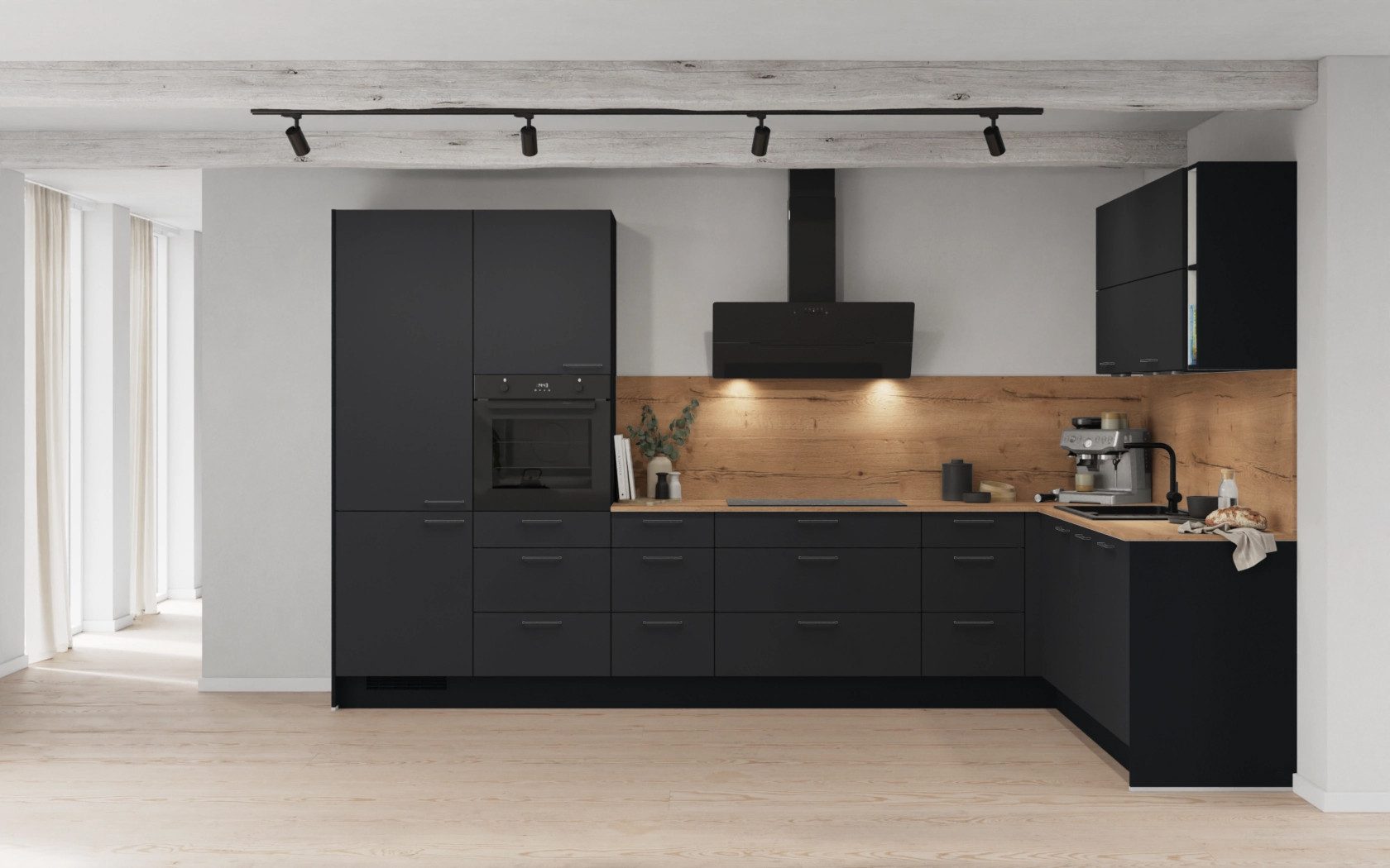 nobilia® Winkelküche Olmo, individuell anpassbar, gratis Küchenplanung mit Profis, (Breite 613.2 cm), vormontiert, wahlw. mit E-Geräten, inkl. Lieferung