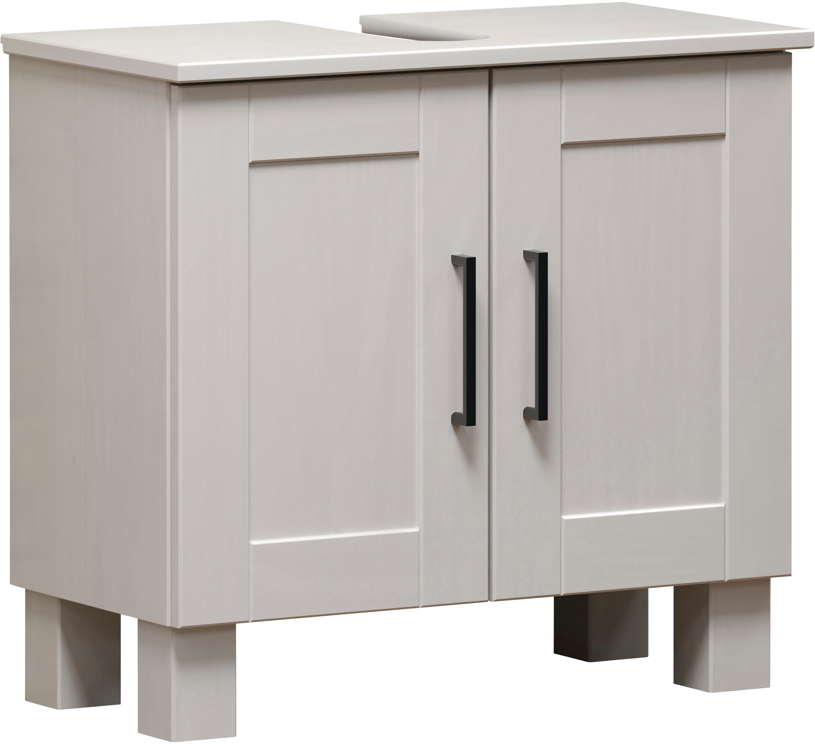 welltime Waschbeckenunterschrank Ulea (1-St) Waschtisch aus Massivholz mit Bügelgriffen - Maße (B/T/H) 60/30/55 cm