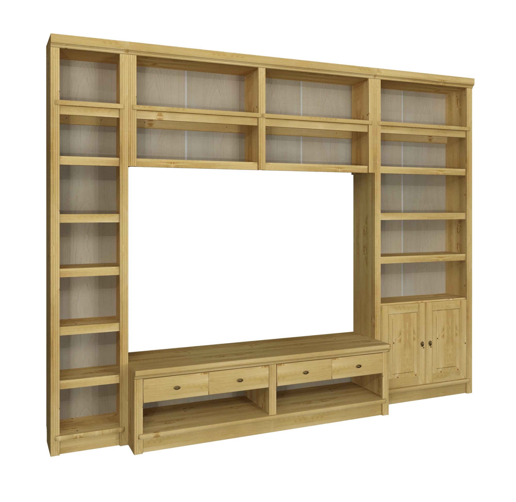 OTTO home Wohnwand Soeren, (Set, 4-St), aus massiver Kiefer, mit dekorativer Fräsung