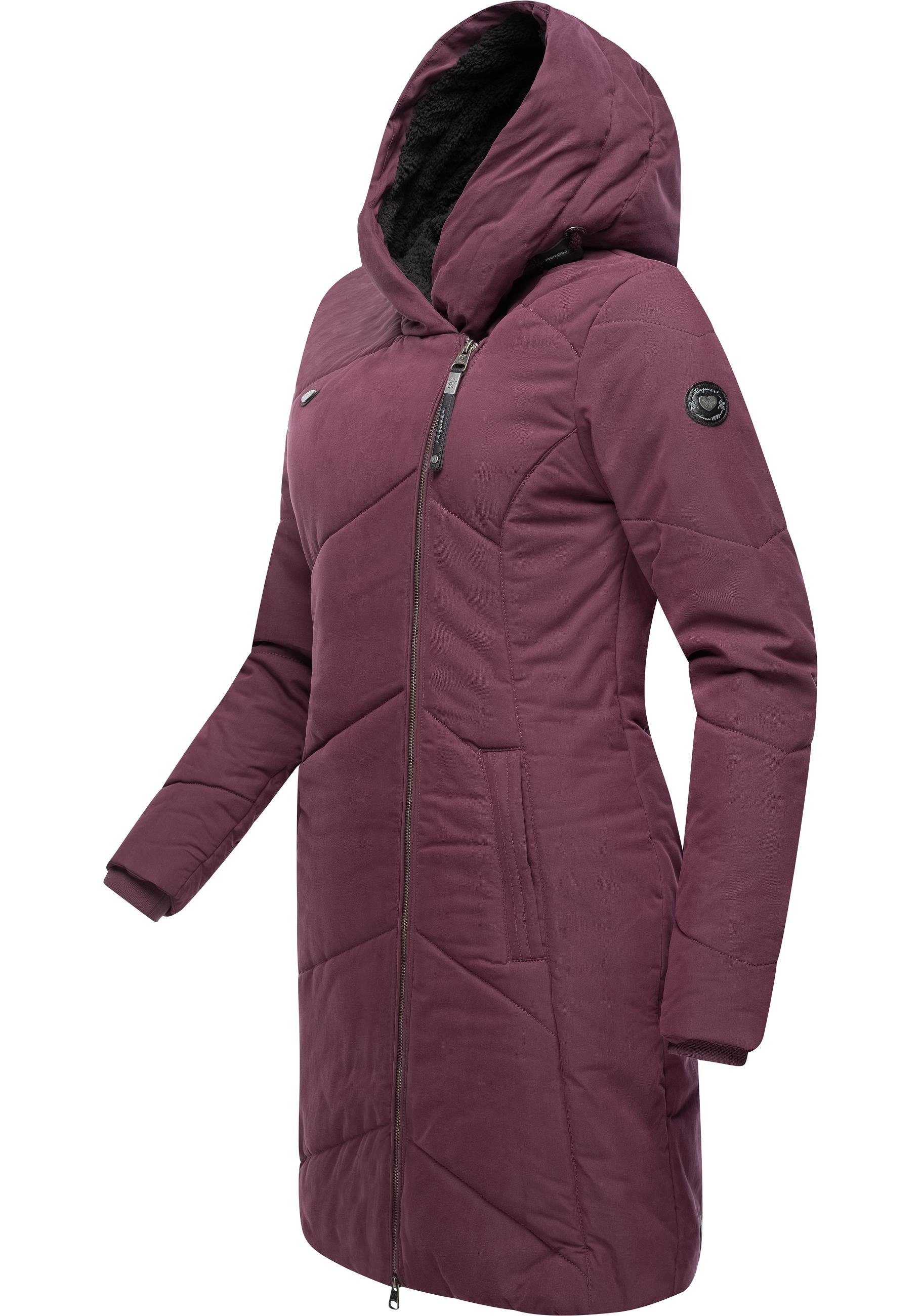 Ragwear Wintermantel Gordon Long gesteppter Winterparka mit asymmetrischem Kragen