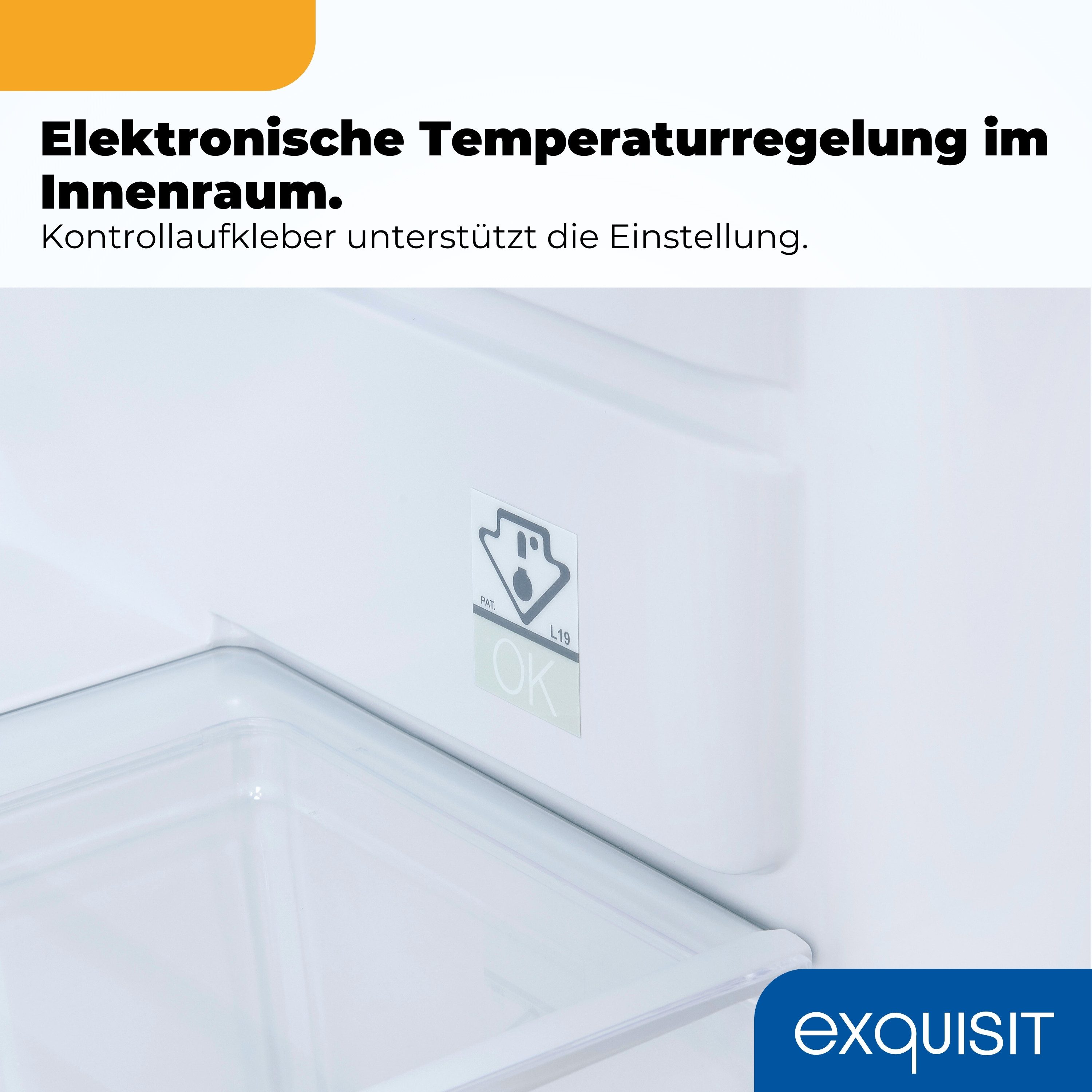 exquisit Kühlschrank KS516-4-HE-040E, 85 cm hoch, 56 cm breit, LED-Beleuchtung, Elektronische Temperaturregelung – Bild 4 von 5