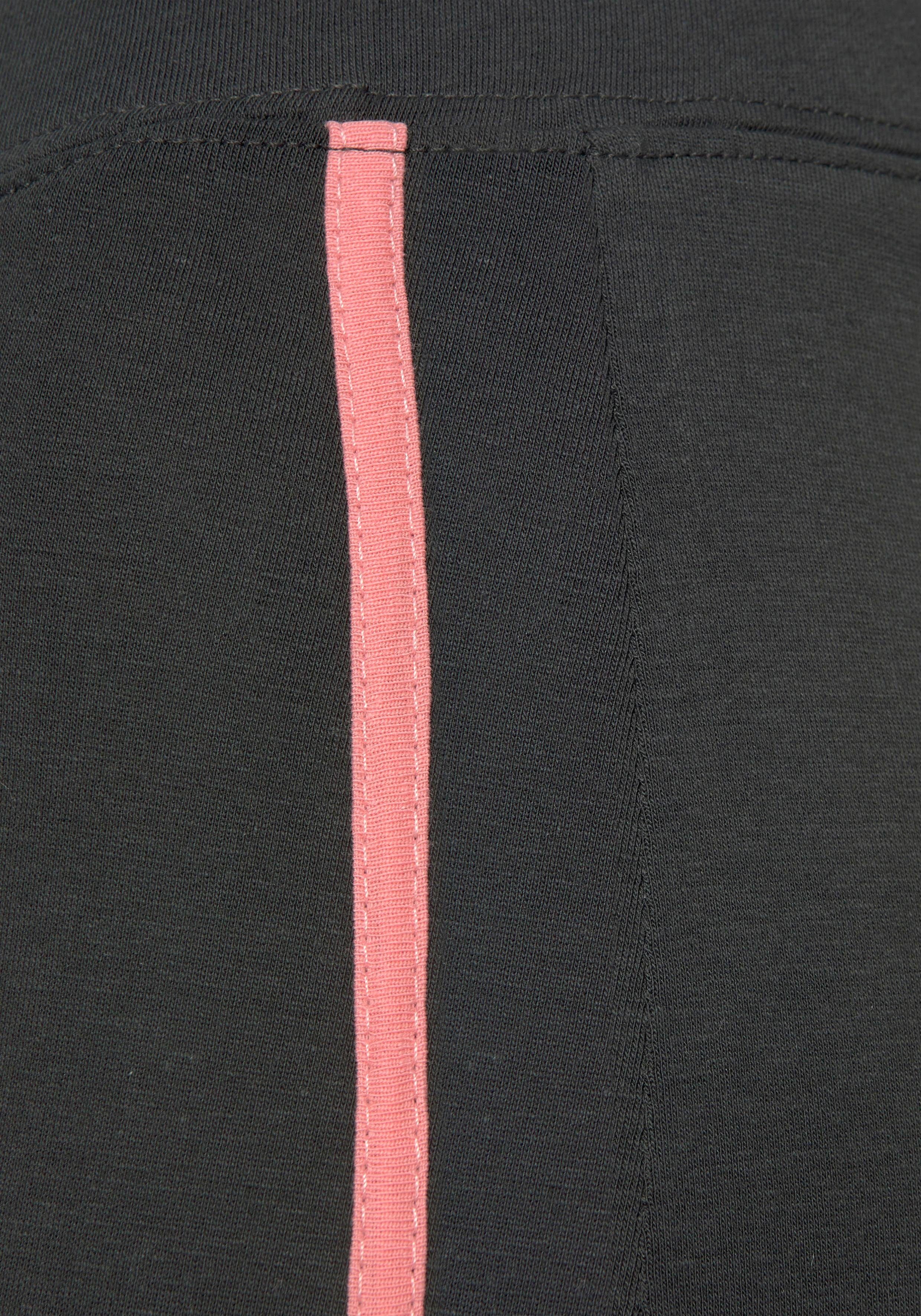 H.I.S Streifeneinsätze Seitliche Leggings anthrazit-rosa Kontrastfarben in