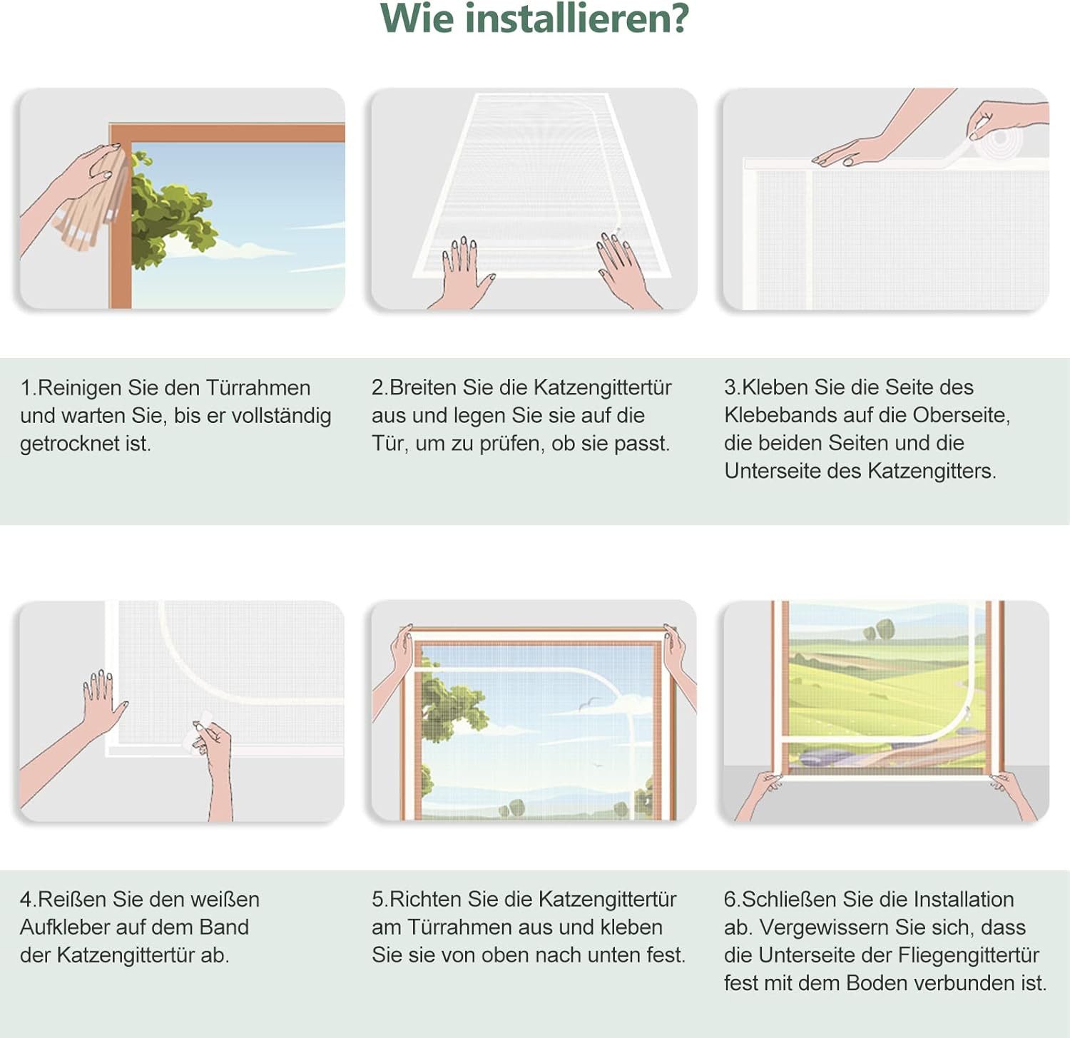 Ledander Insektenschutz-Tür Katzengittertür, verstärkte Maschendrahtgittertür – Bild 4 von 5