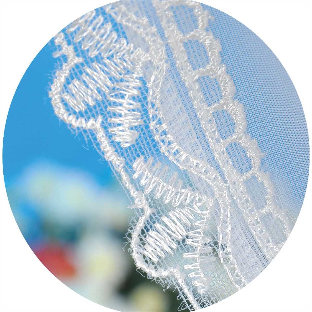 (BxL), Voile (2 Weiß Gardinenset 140cm transparent, Stangendurchzug, 2 Schlaufenschals, Spitze Arsvita, Raffhalter) Vorhang, x 120cm