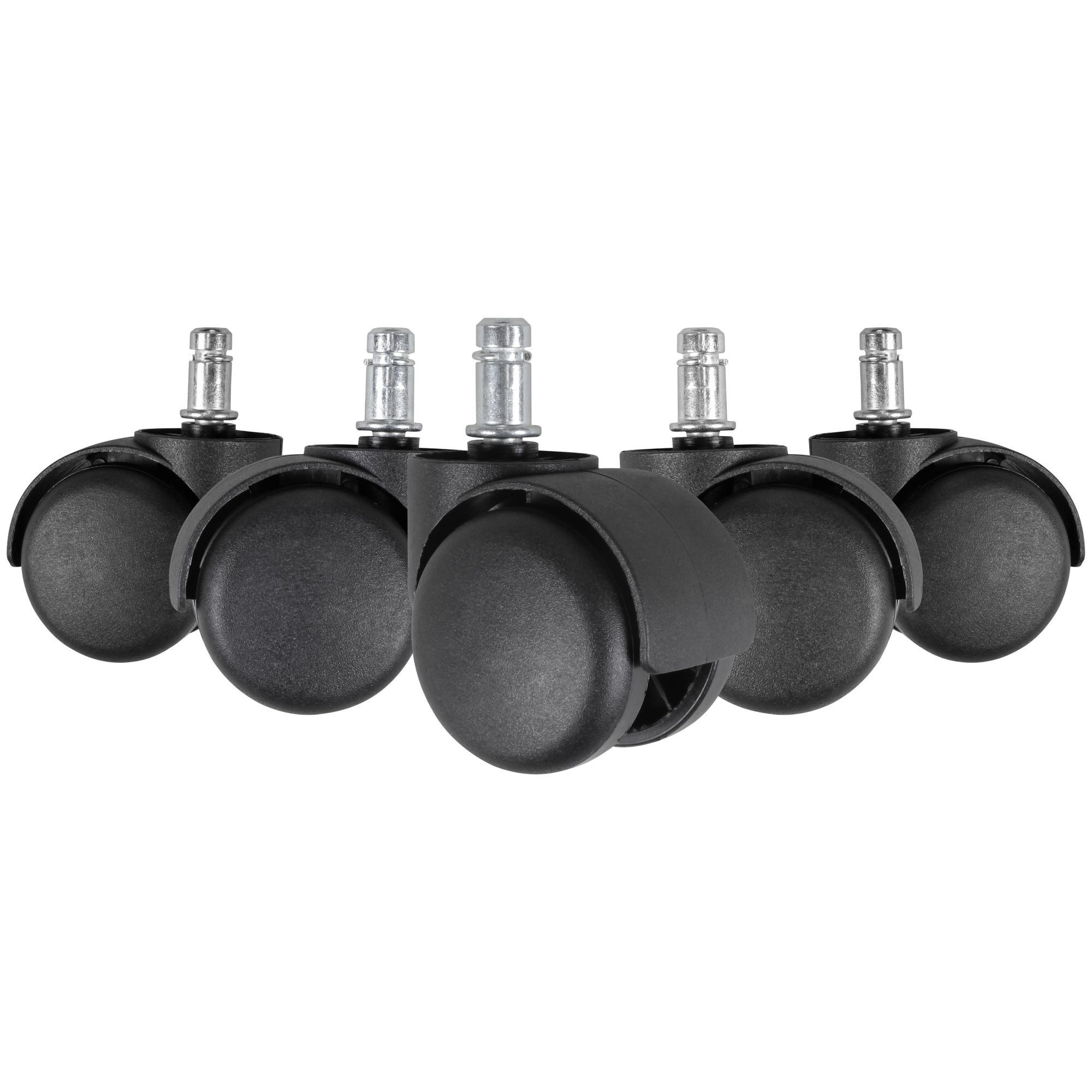 Amstyle Möbelrolle 5er Set gebremste Bürostuhlrollen 50mm für Teppichboden Weichbodenroll, (5er Set gebremste Rollen Bürostuhl Schwarz, Set besteht aus 5 Rollen), Ø 50mm Drehstuhlrollen Stift 11mm