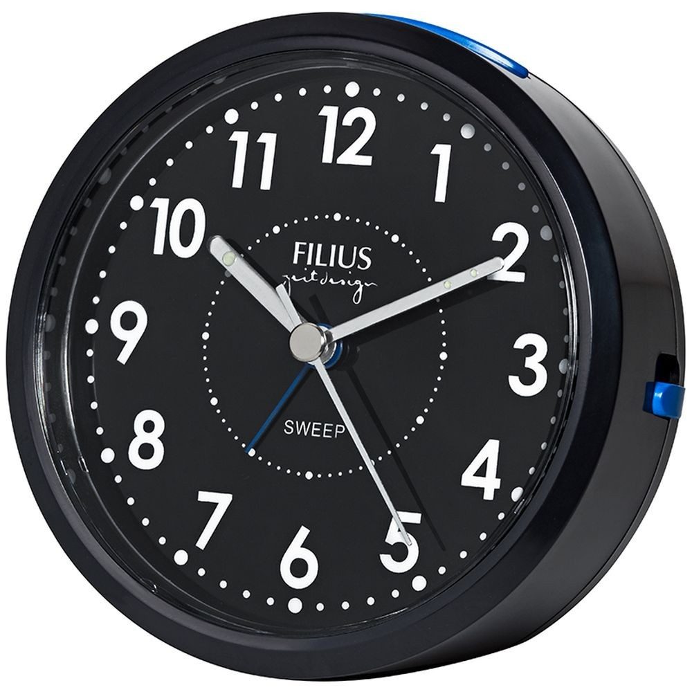 Wecker FILIUS Quarz Wecker 0528-7 schwarz Snooze Licht schleichende Sekunde