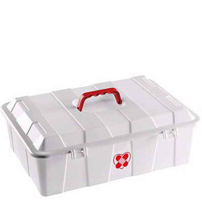 Centi Aufbewahrungsbox Medizinbox 7 L Erste Hilfe, Hausapotheke (12 x 36 x 25 cm), roter Griff mit Aufdruck